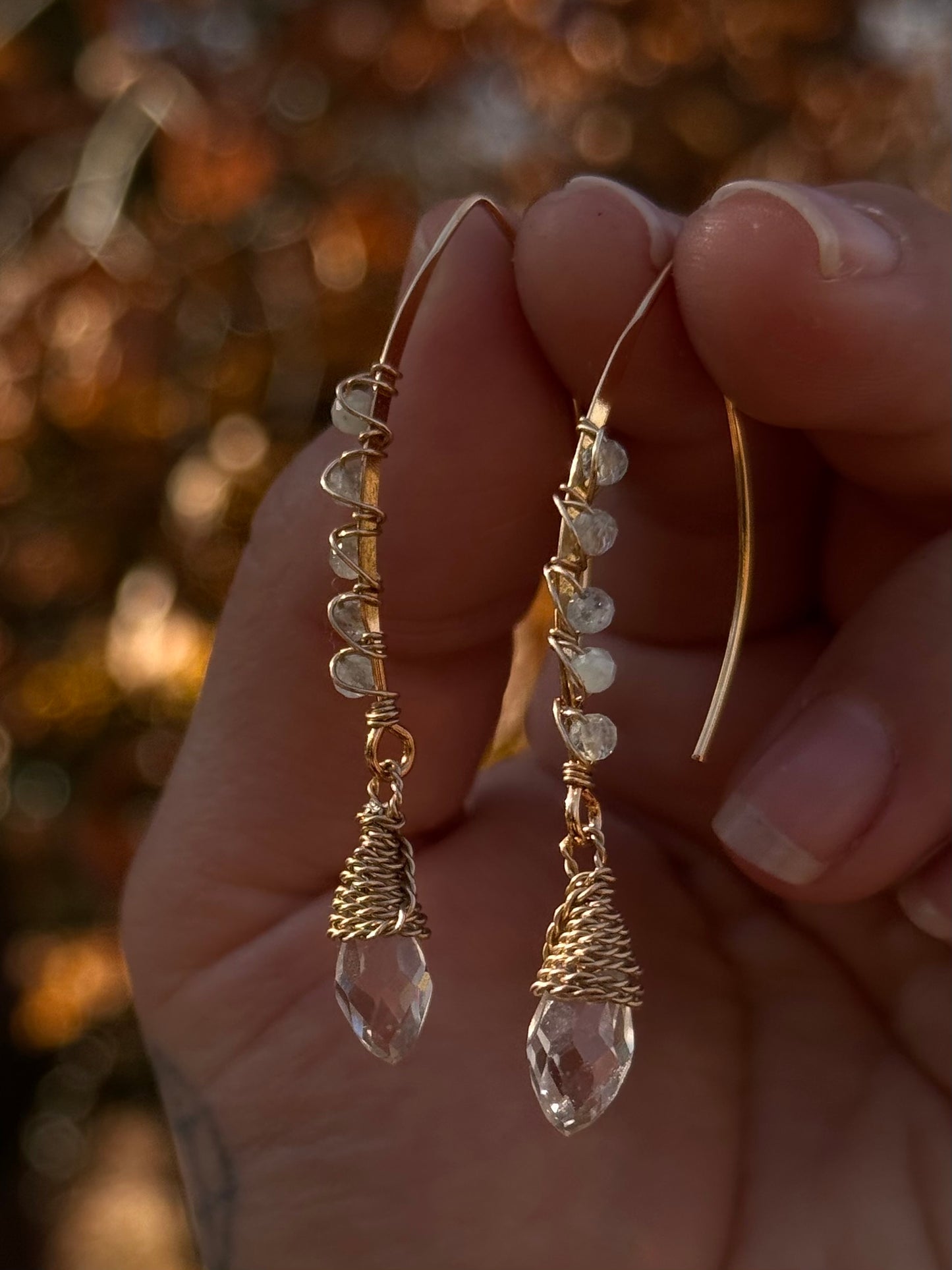 NEW Golden Elf Earrings ~ Aquamarine