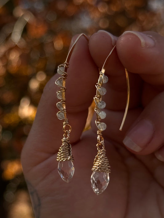 NEW Golden Elf Earrings ~ Aquamarine