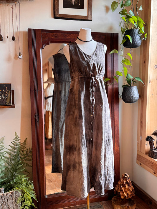 Eco Dye ~ linen button down dress size XS