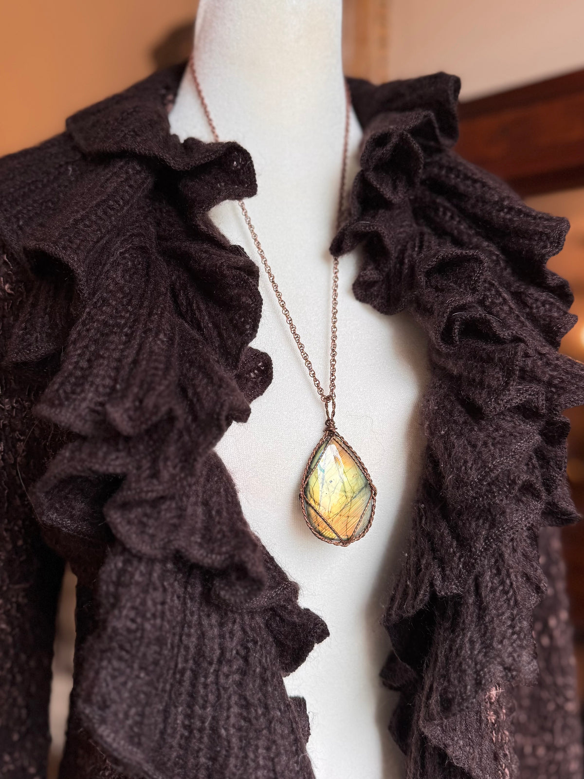 Golden Mystic Labradorite Medallion