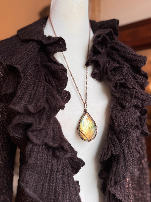Golden Mystic Labradorite Medallion