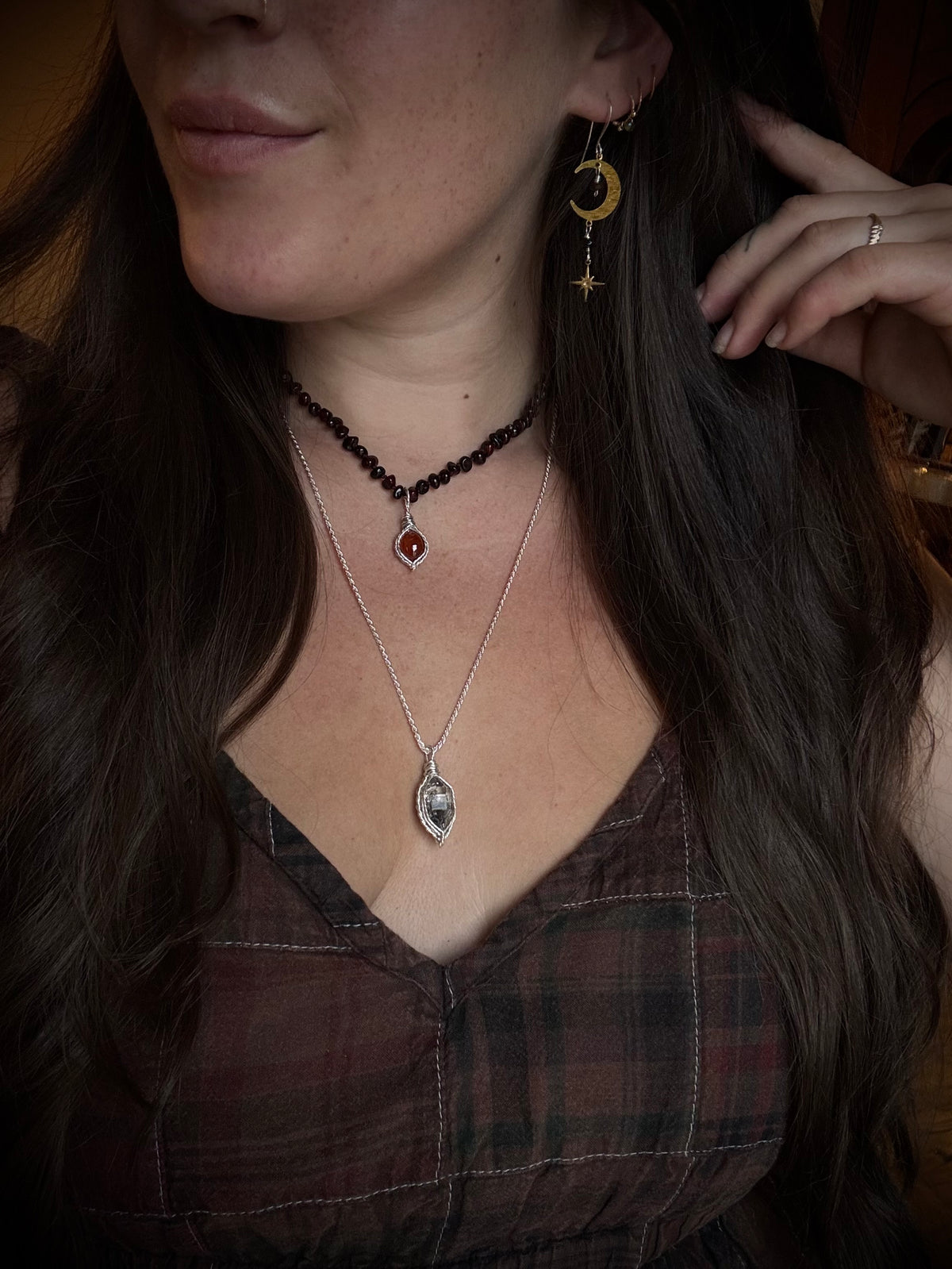 New Hessenite Garnet customizable necklace