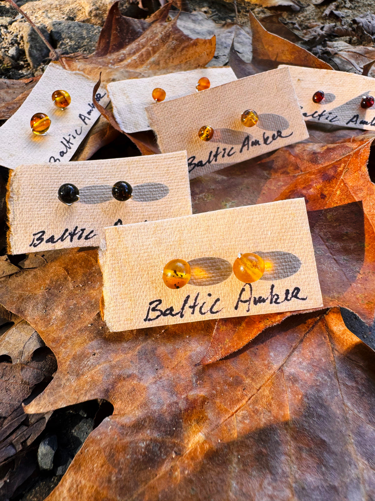 Baltic Amber Solid Sterling Silver Stud Earrings