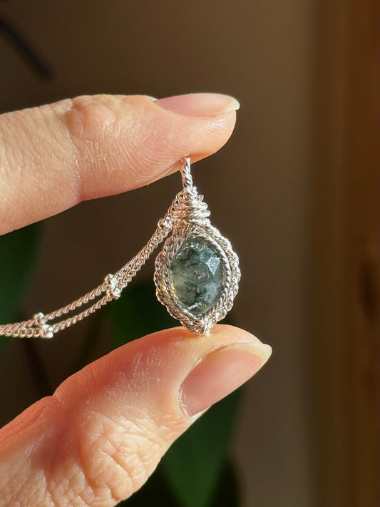 Mini Moss Agate in Sterling Silver
