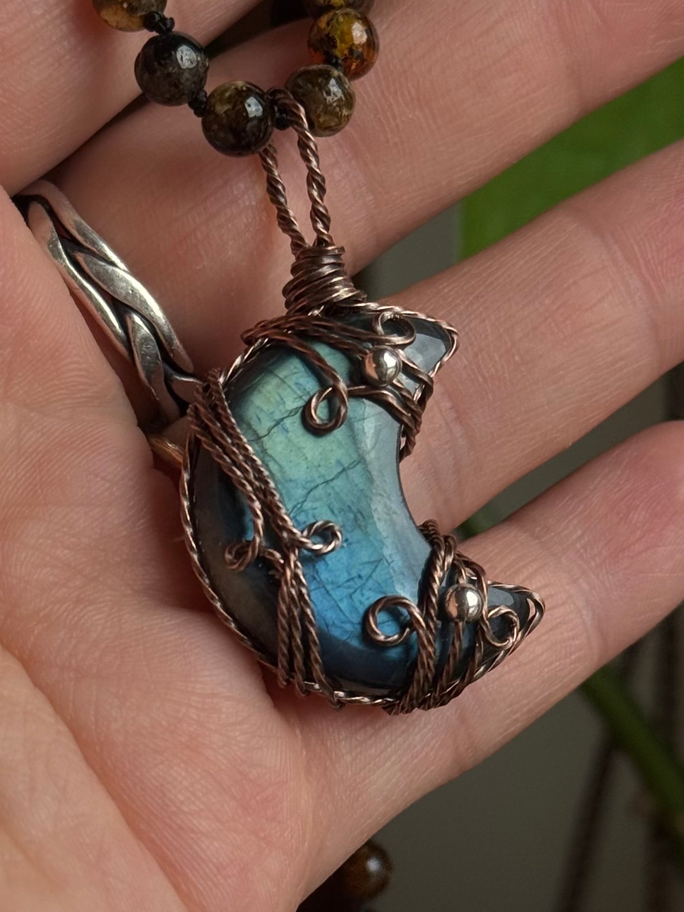 Labradorite Moon with lil sterling ball accents