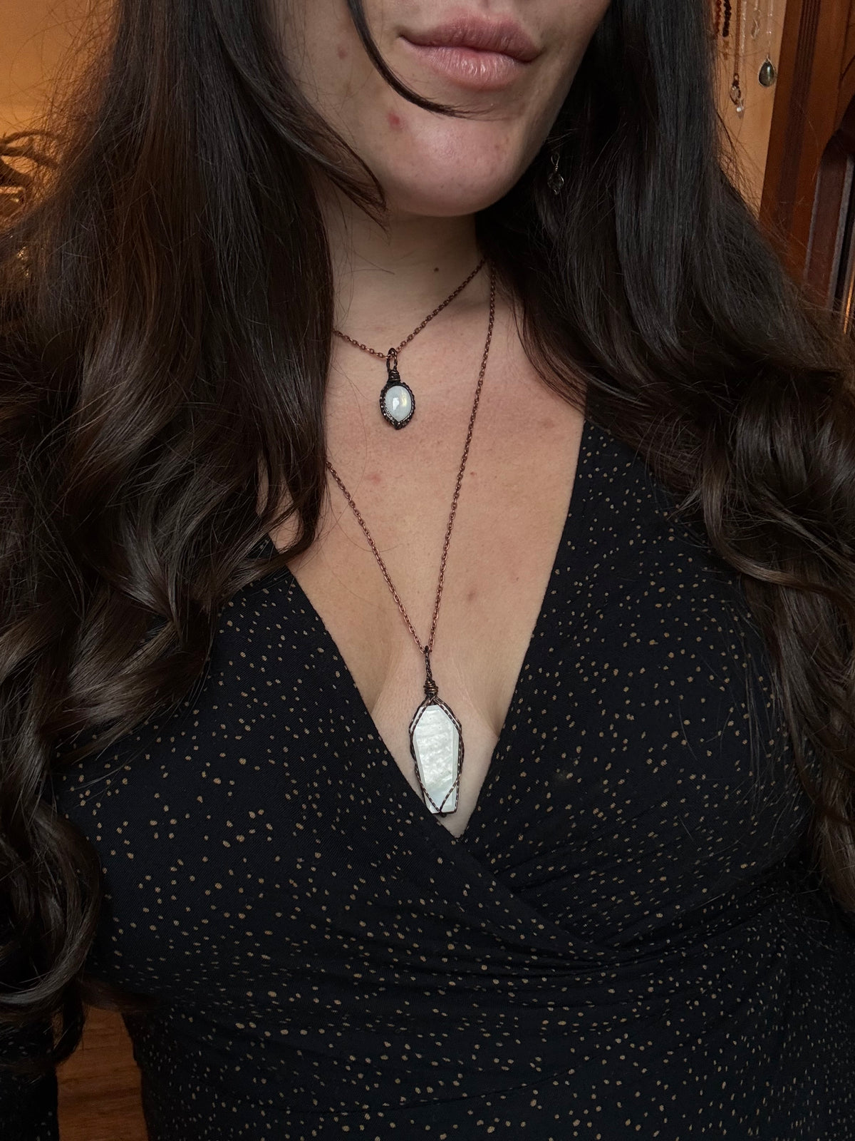Mother of Pearl coffin necklace 18” chain
