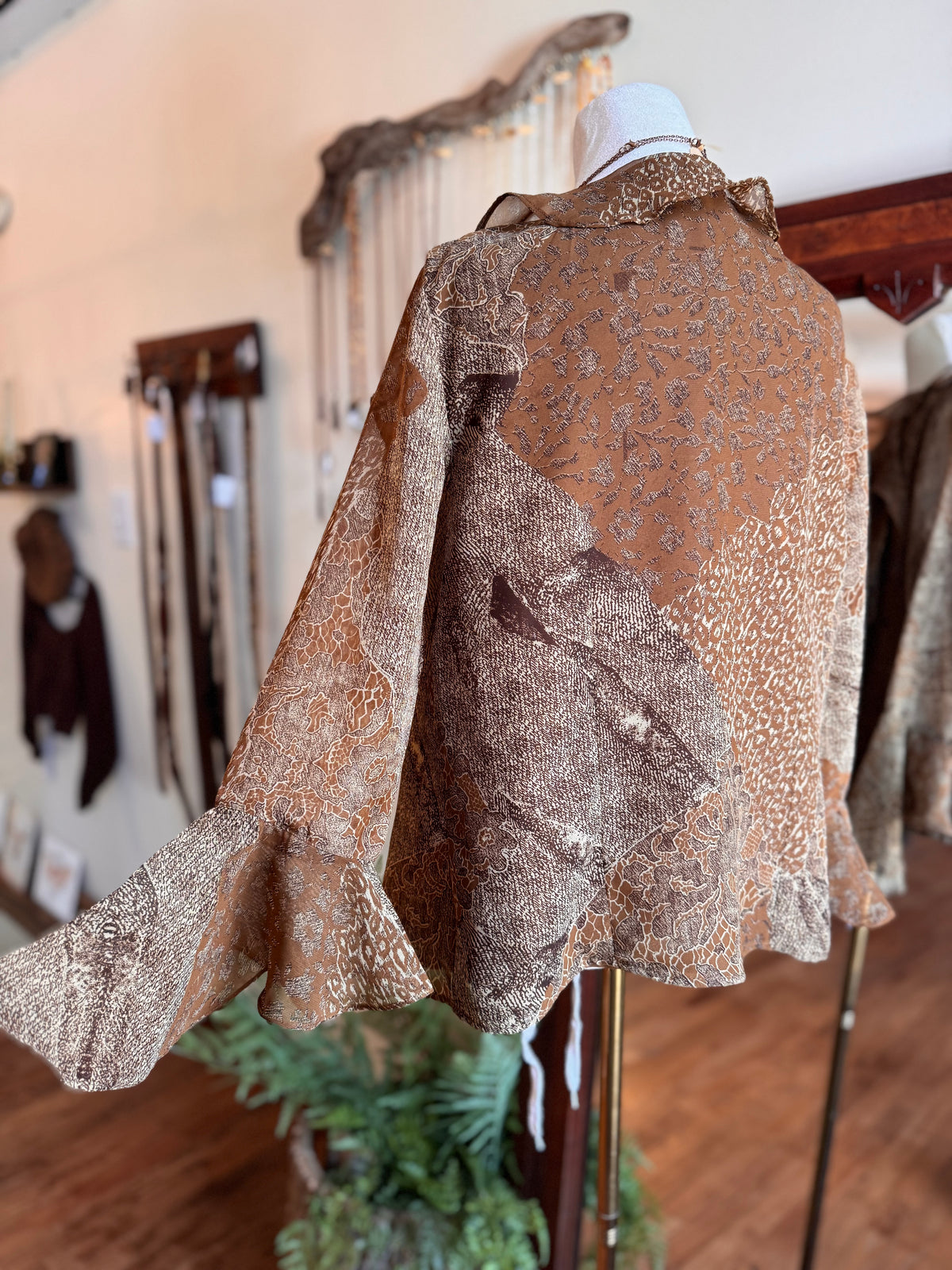 Size Medium frilly bell sleeve top