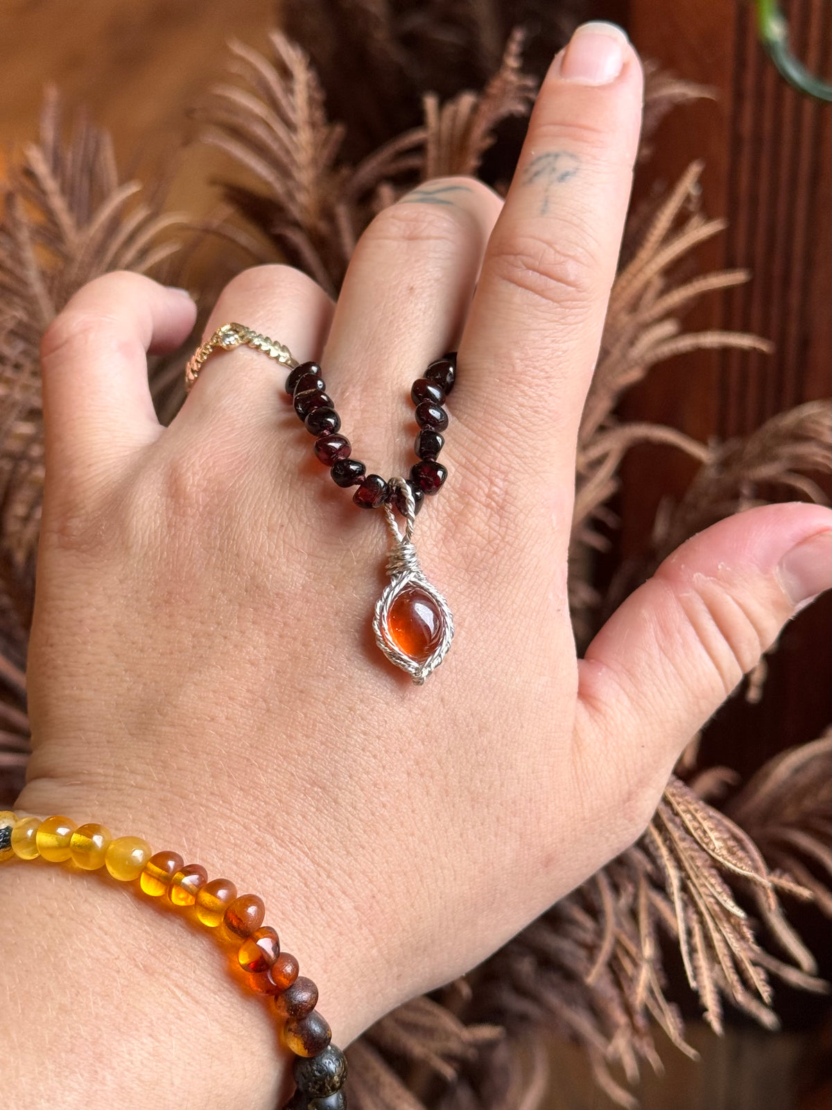 New Hessenite Garnet customizable necklace