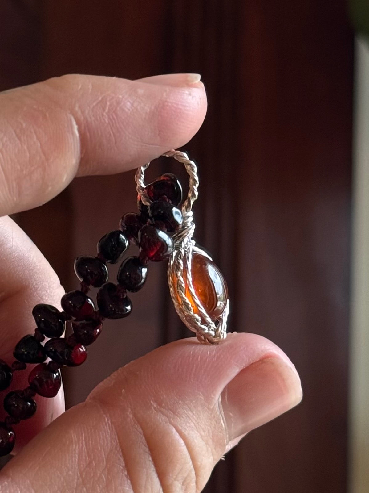 New Hessenite Garnet customizable necklace
