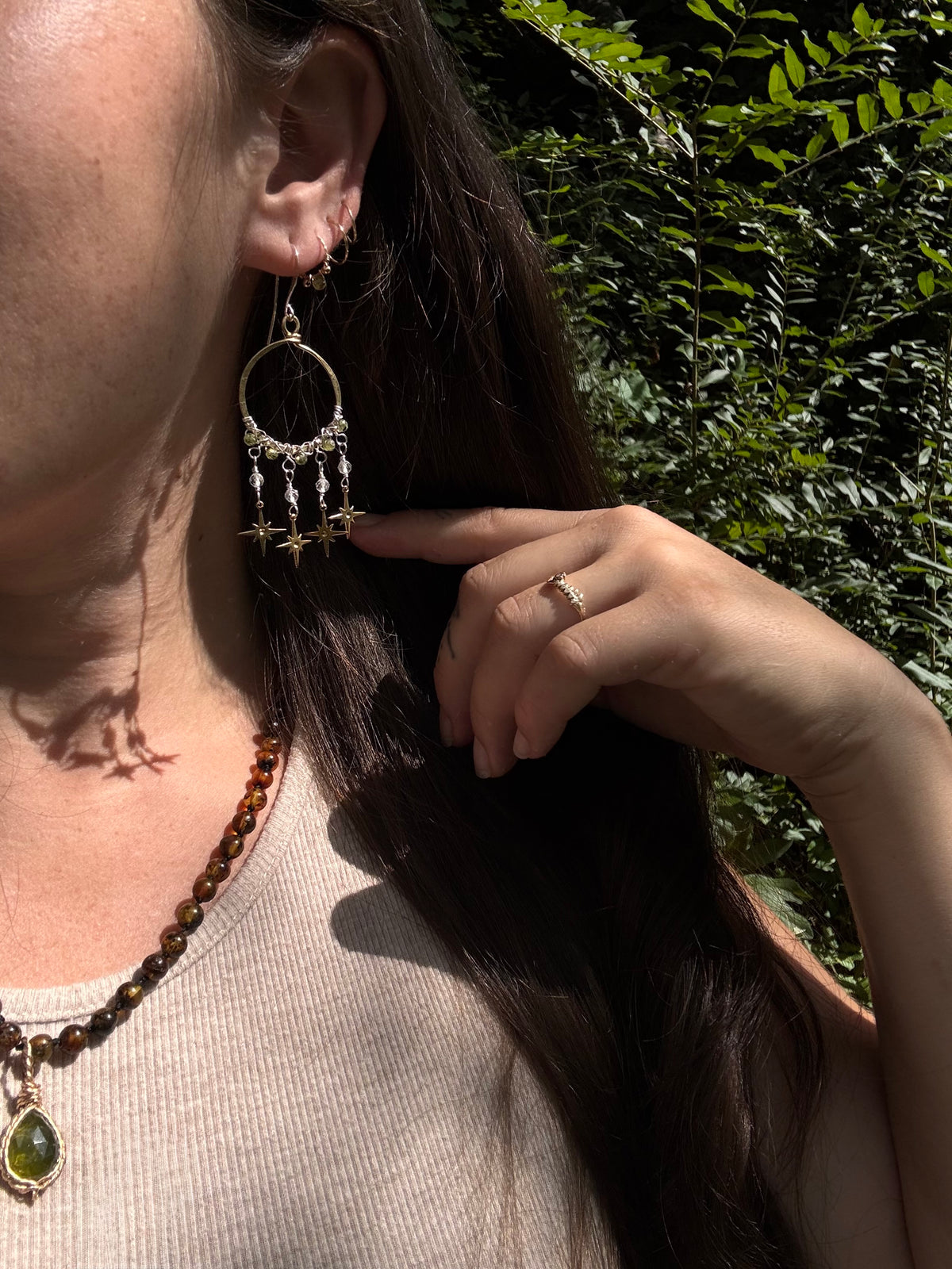 Andromeda Earrings ~ Peridot and Clear Quartz