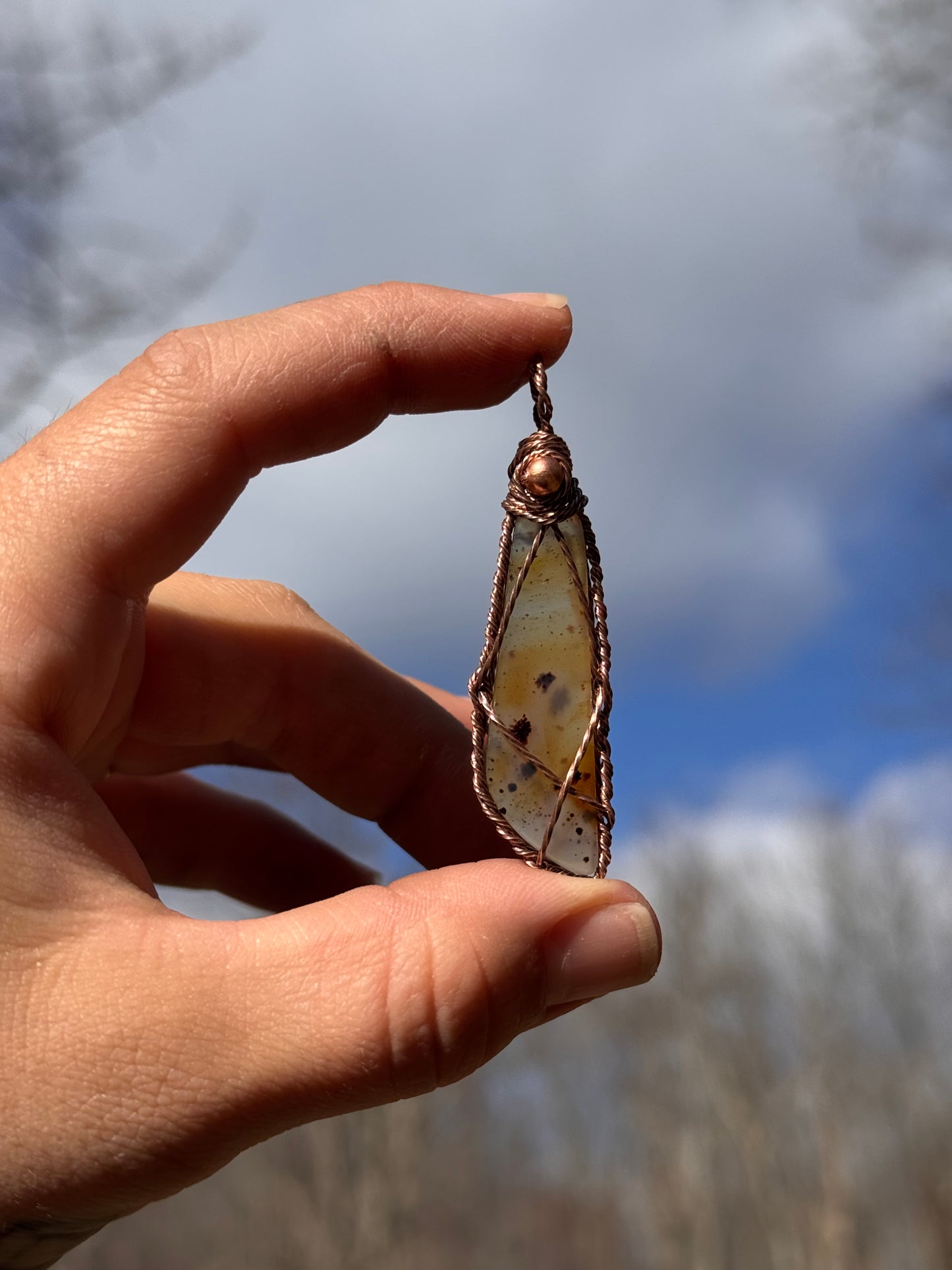 Custom Montana Agate for Hannah with 18” raw olive amber