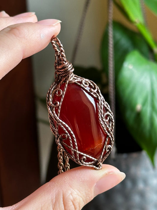 Orange Chalcedony Druid in copper