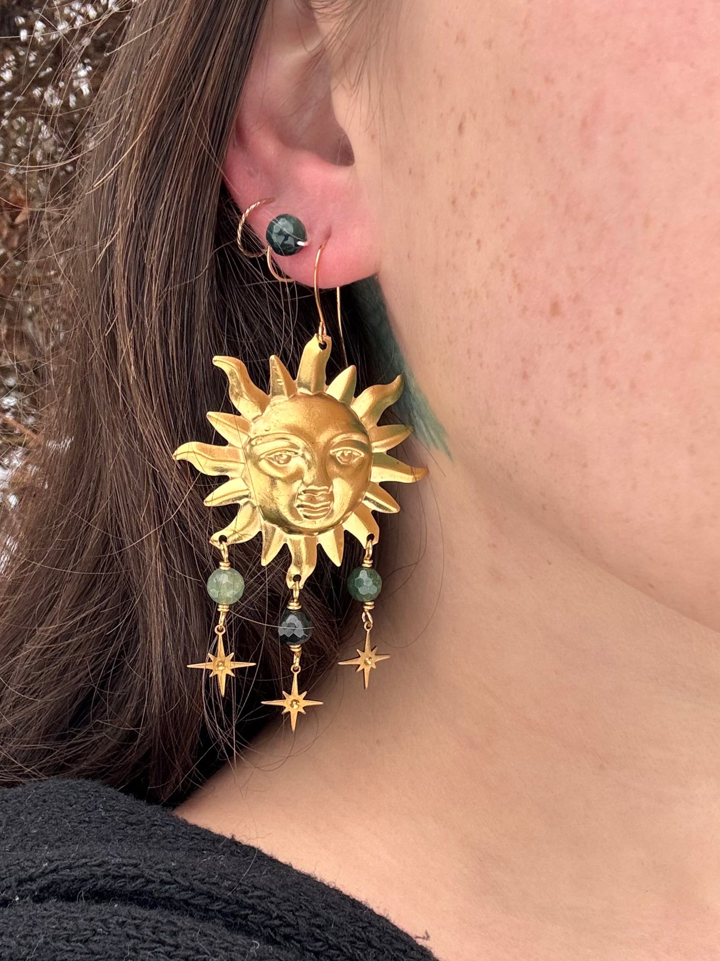 Helios Solstice Sun Earrings ~ multi stones available