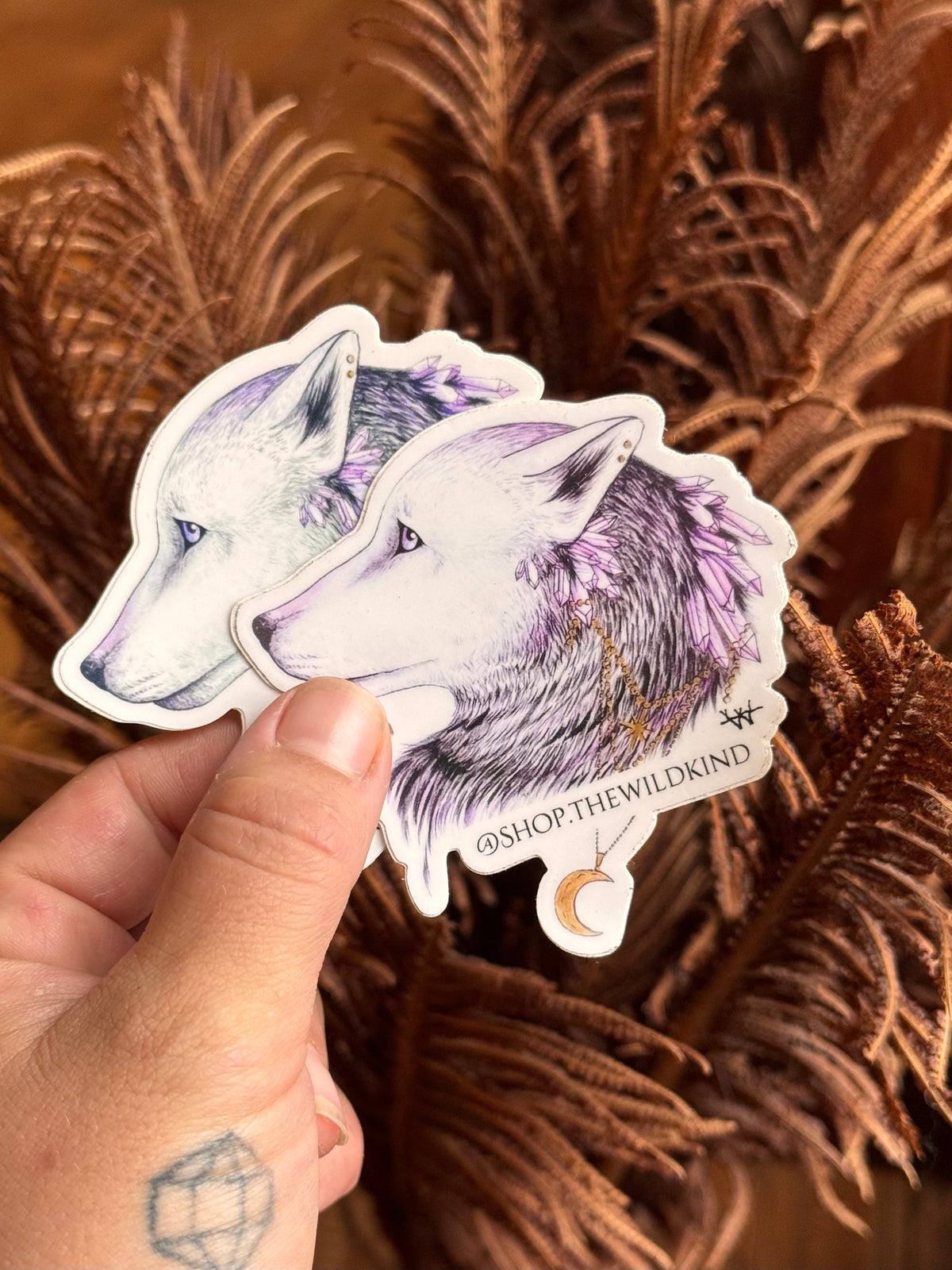 She Wolf with Amethyst 3" Sticker