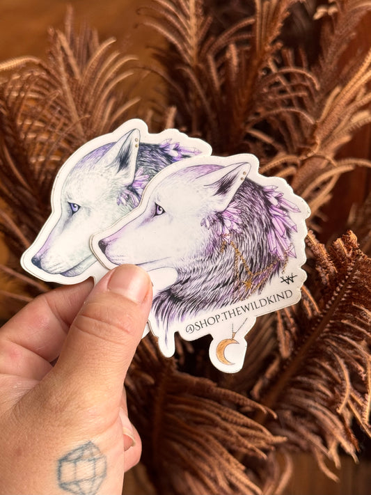 She Wolf with Amethyst 3" Sticker