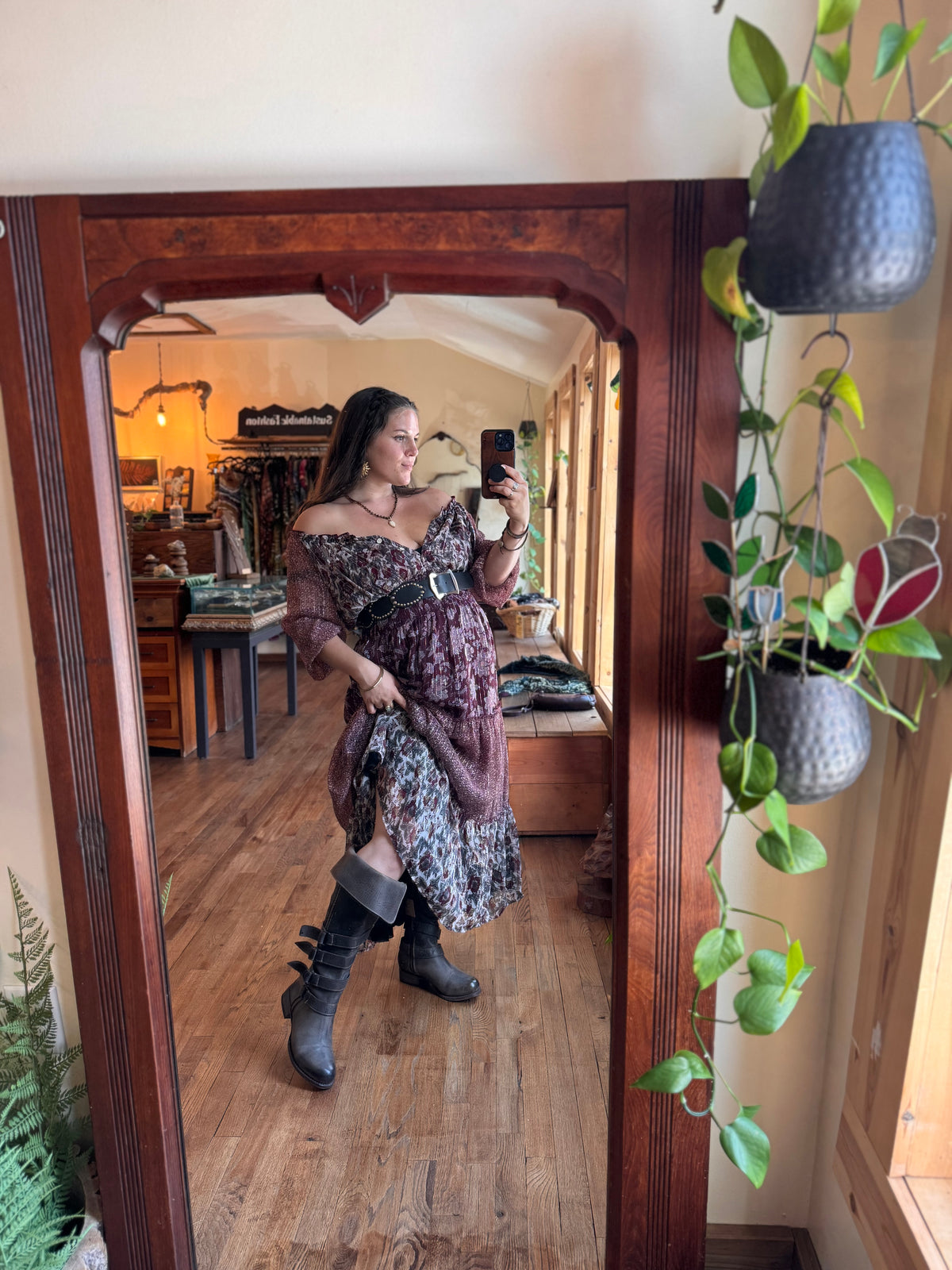 Size XL boho burgundy dress