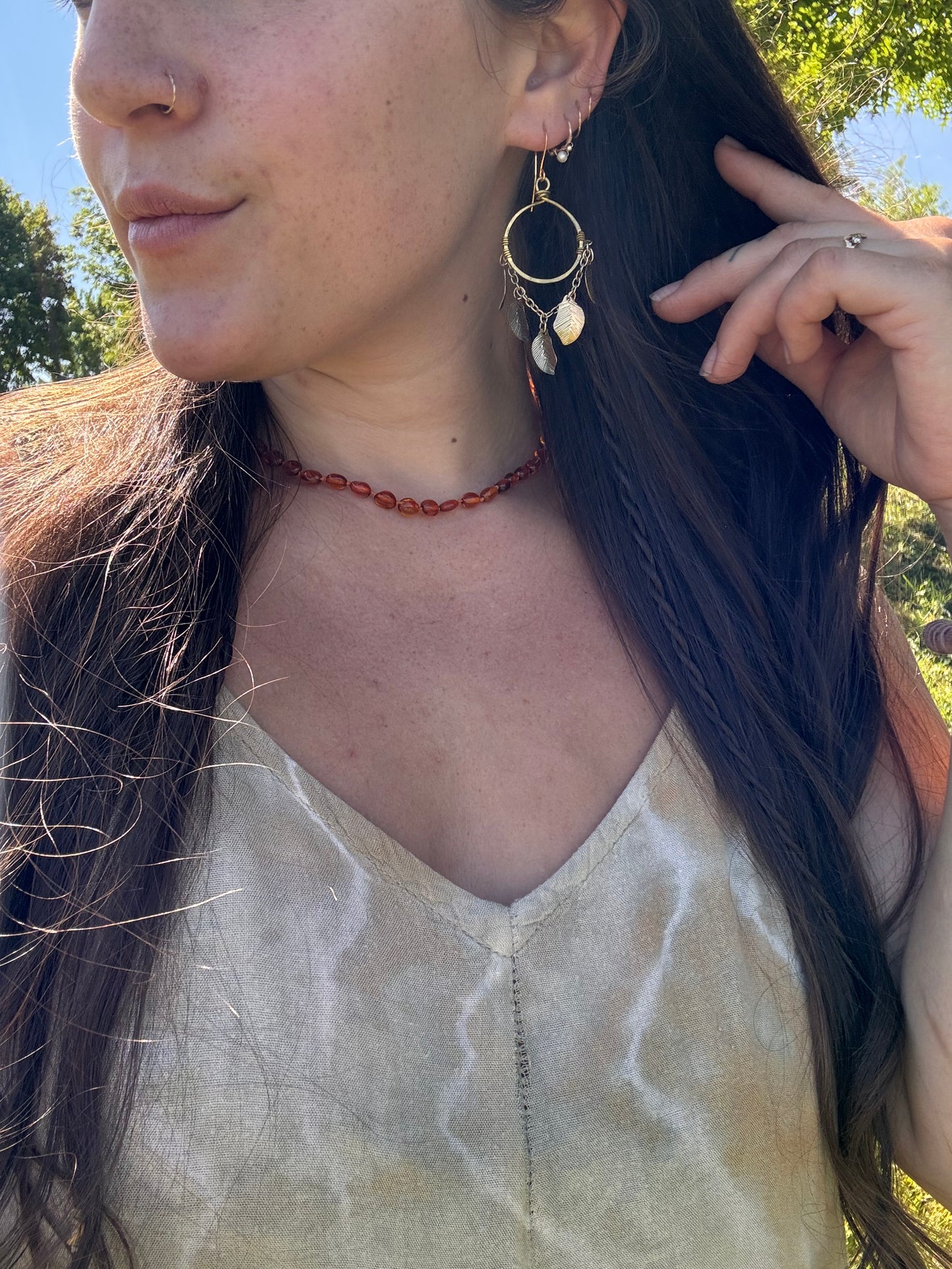 Upcycled leaf charm earrings