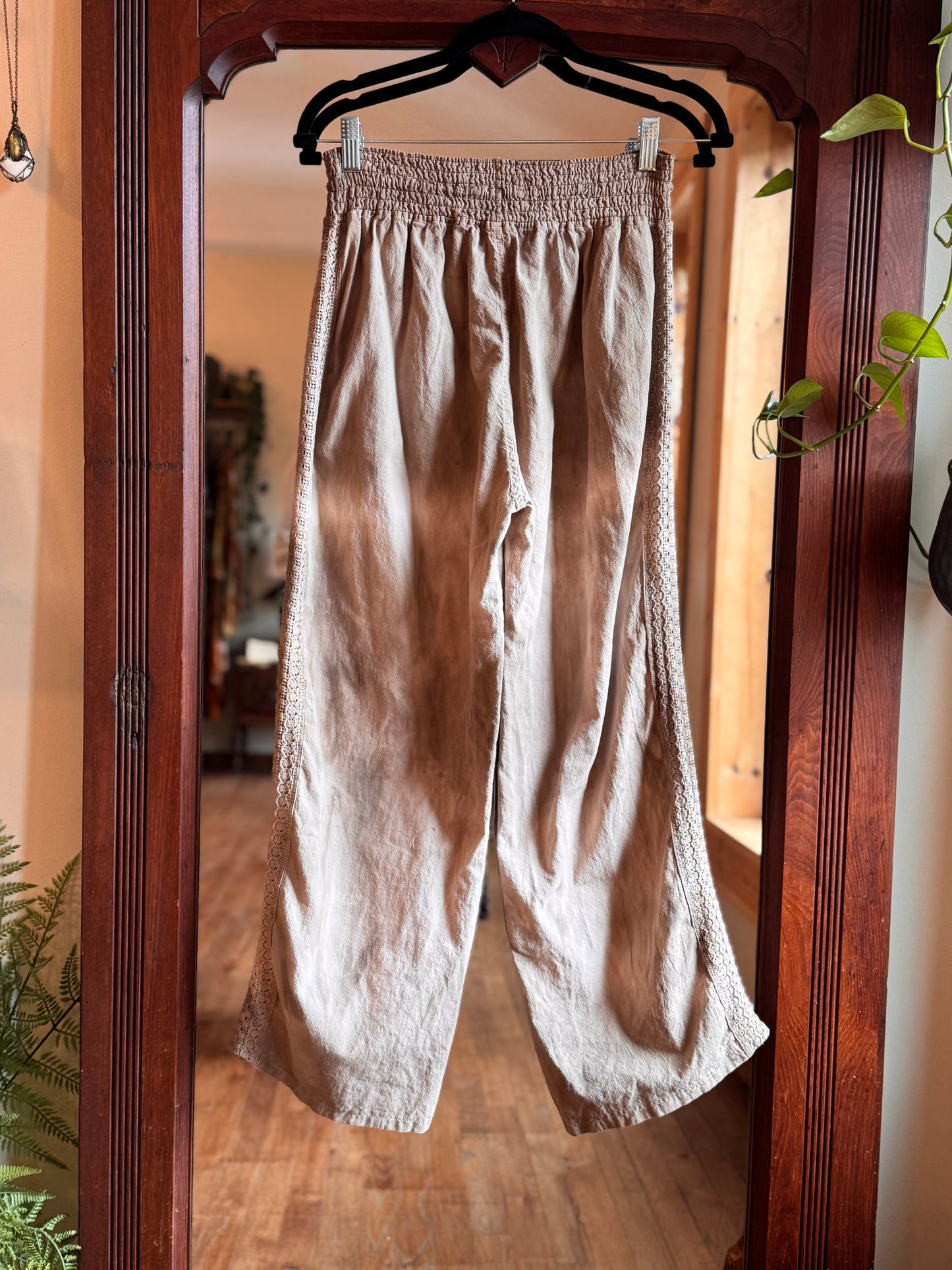 Eco Dye ~ Upcycled drawstring pants size S-M
