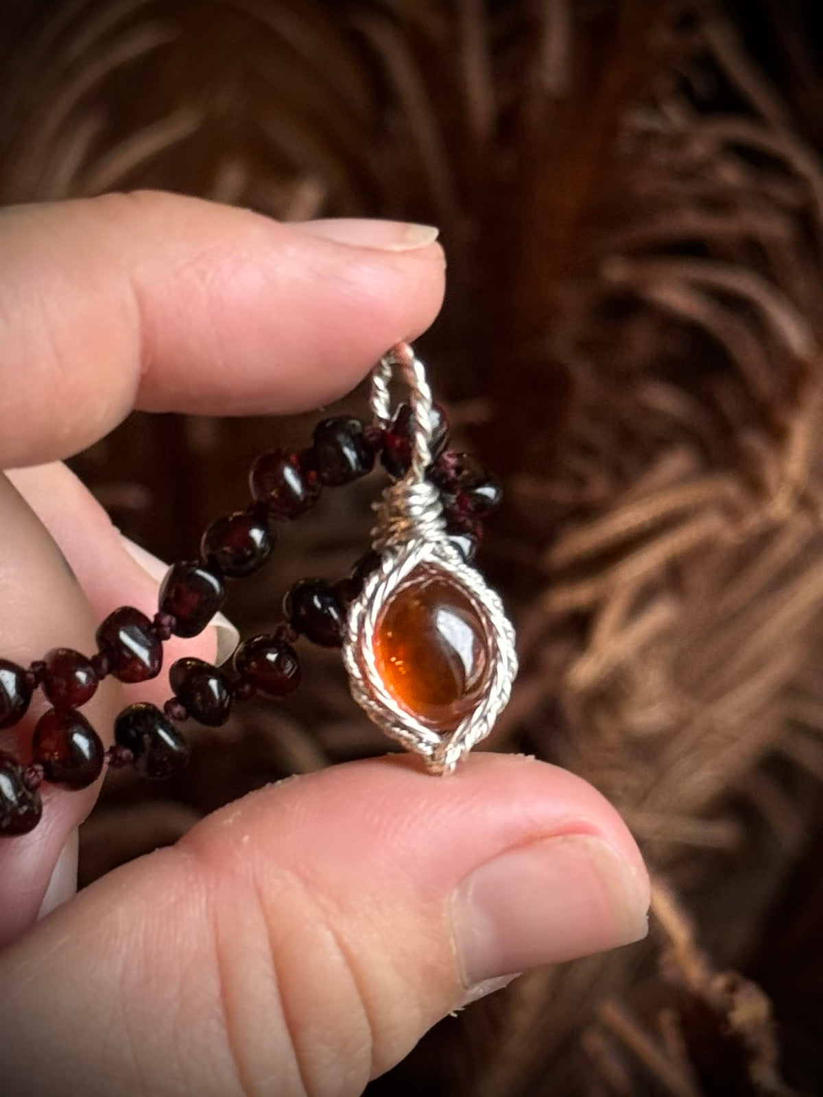 New Hessenite Garnet customizable necklace