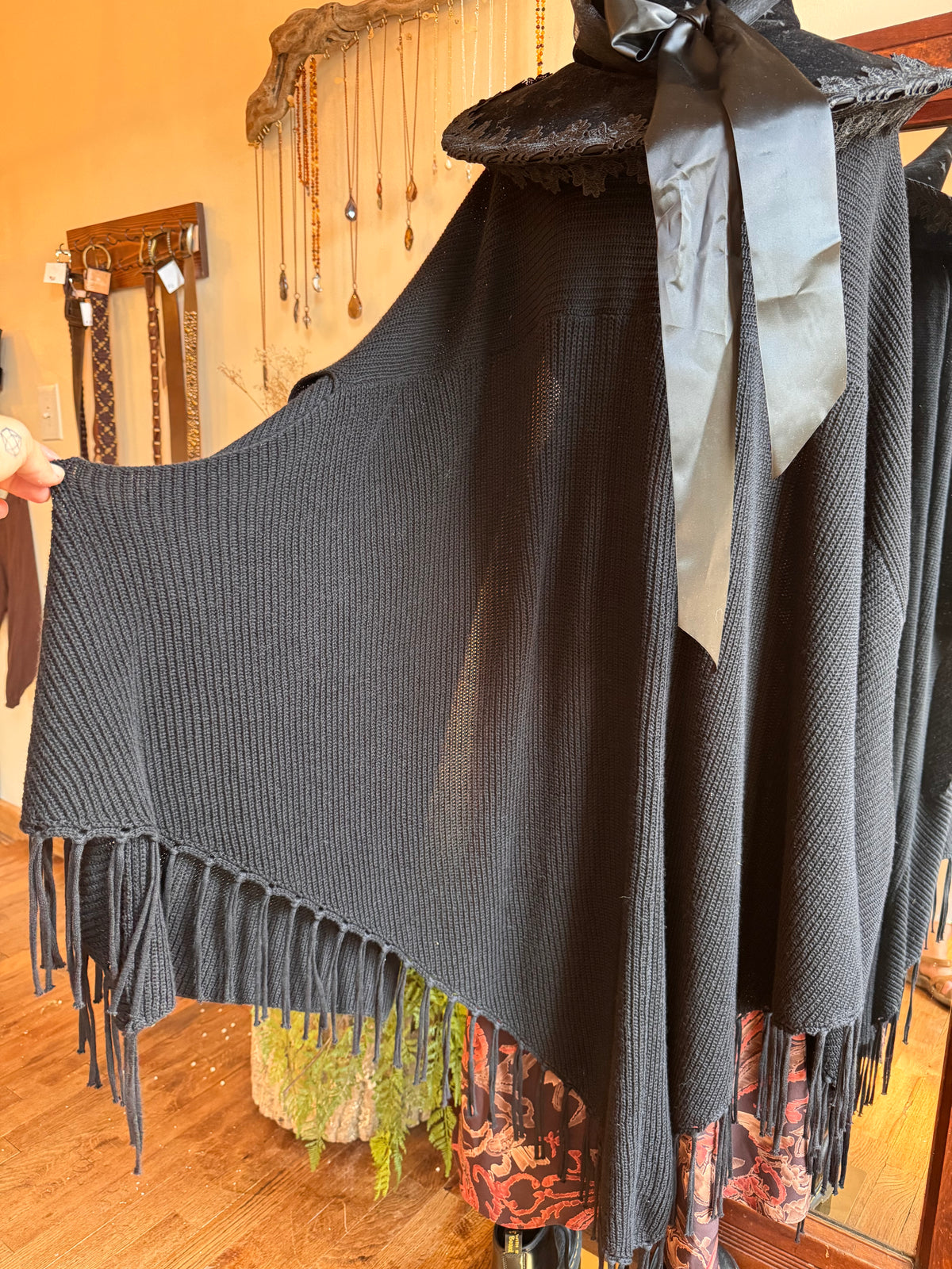 Size L+ Slouchy black cloak/ duster/ cardigan