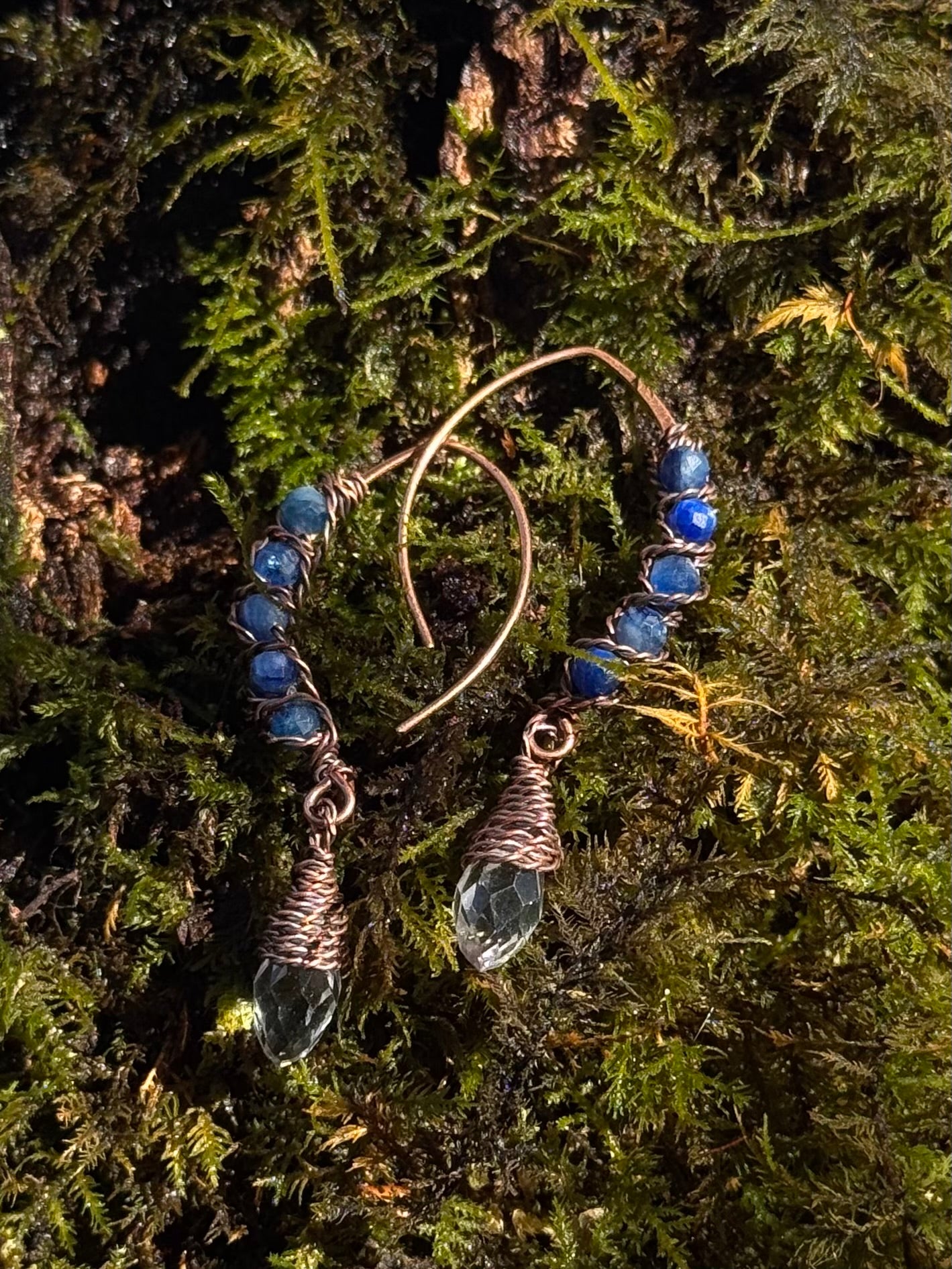 Kyanite Elf Earrings ~ Copper