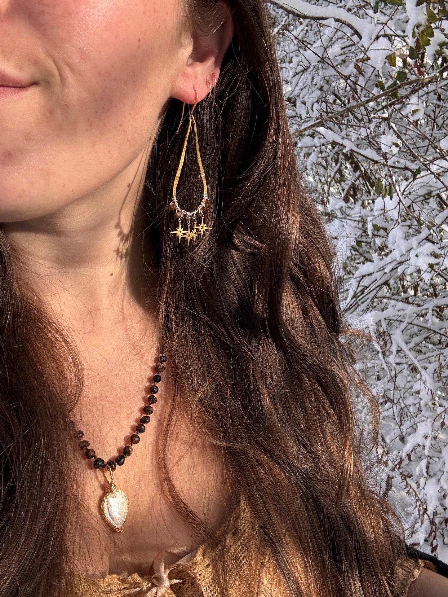 Solstice Hoop Earrings ~ bold brass and silver