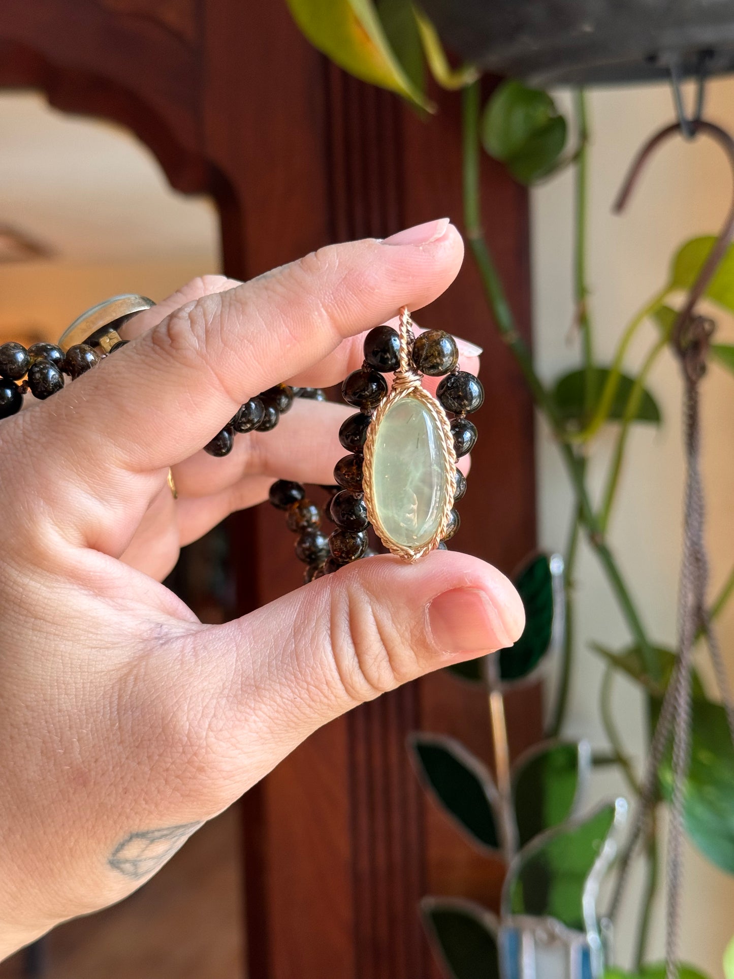 Prehnite in 14k Gold