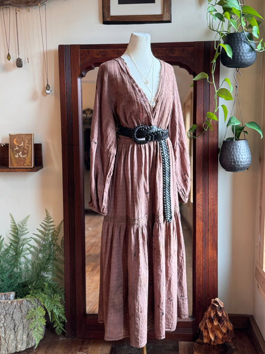 Eco Dye ~ speckled mauve cotton dress size 2XL