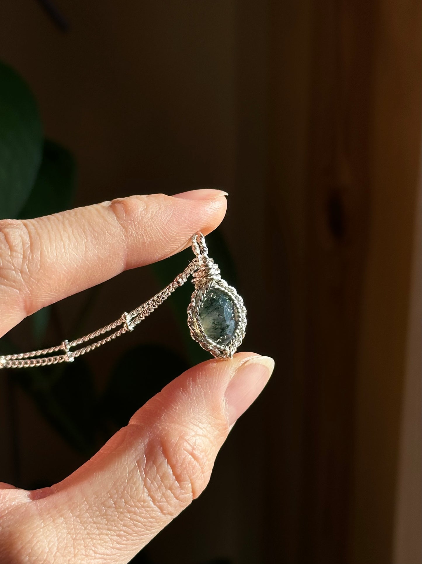 Mini Moss Agate in Sterling Silver