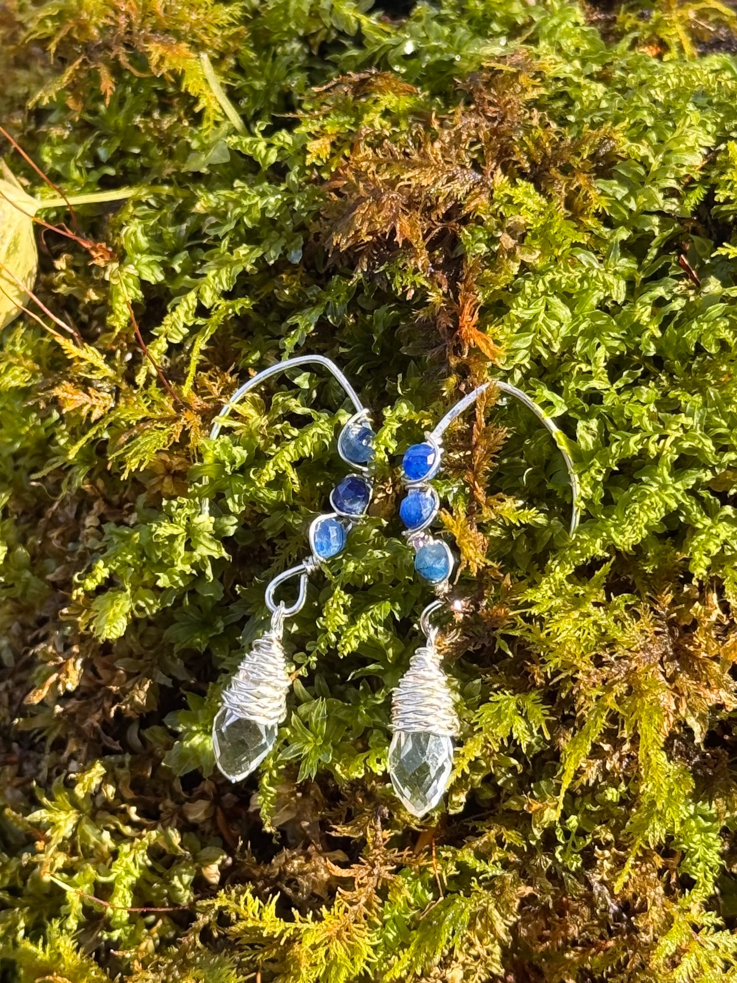 Kyanite Elf Earrings ~ solid sterling hooks and all!
