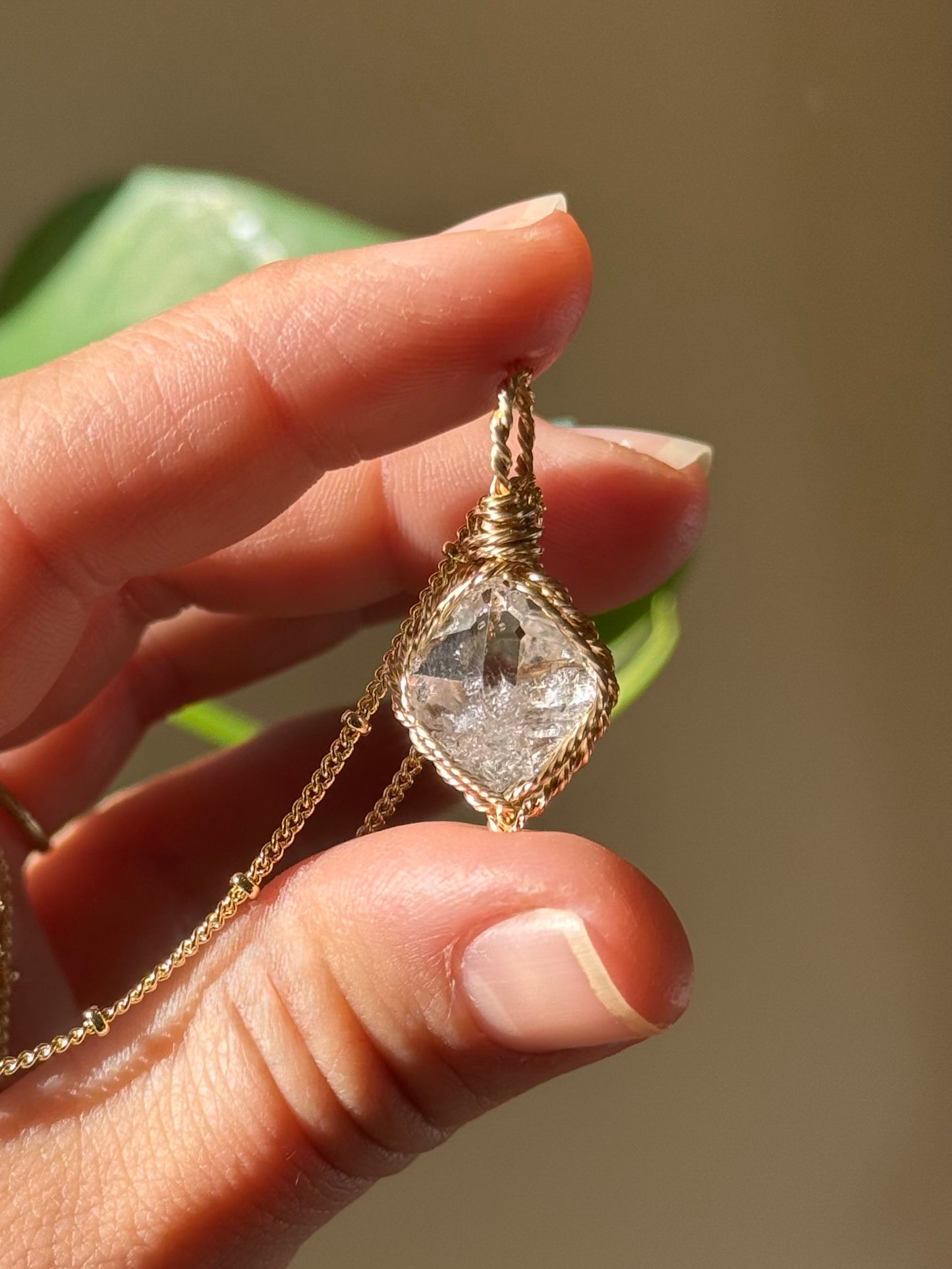 Herkimer Diamond in 14k Gold