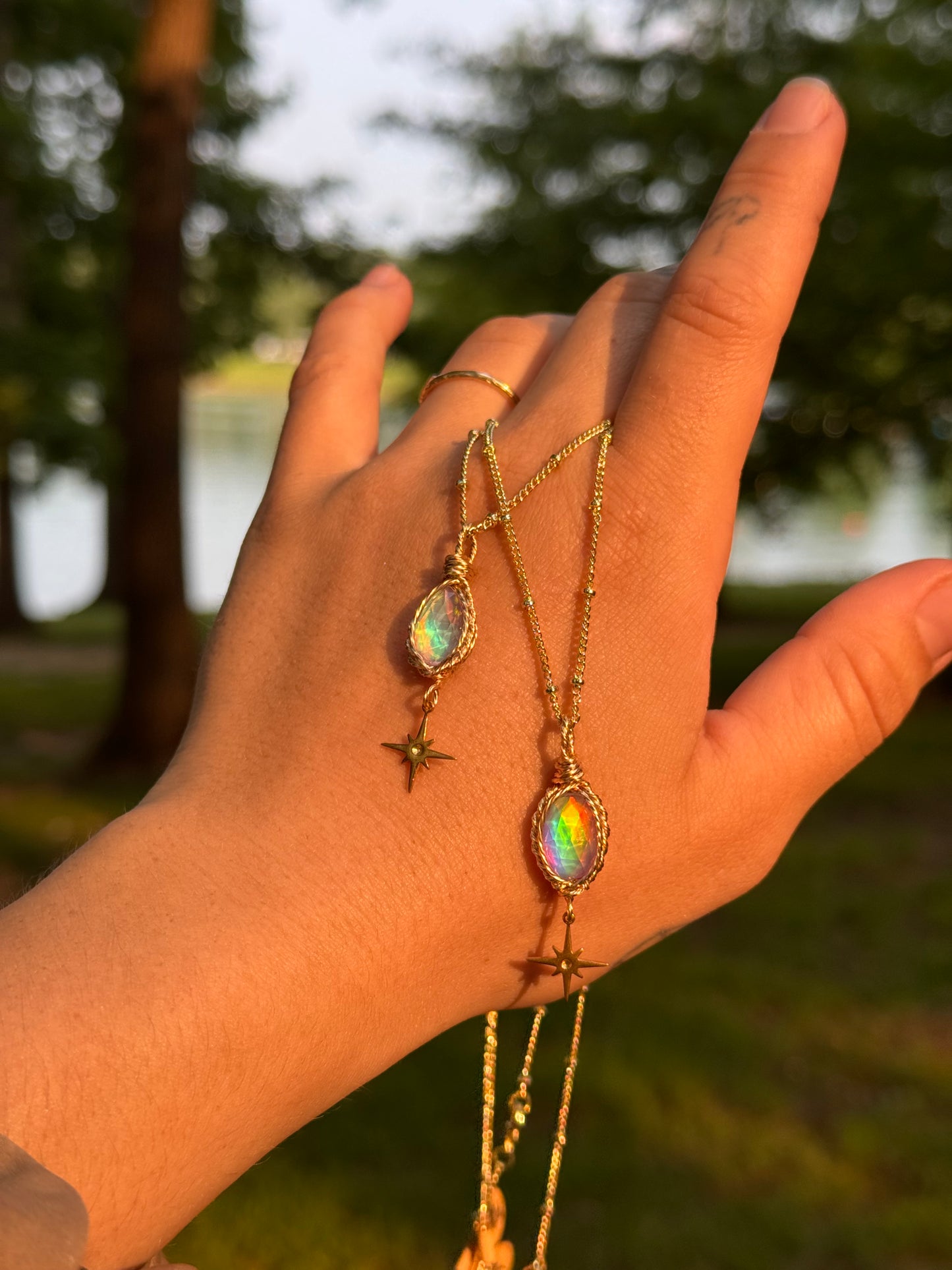 Starling Pendants ~ 14k gold oval or tear drop