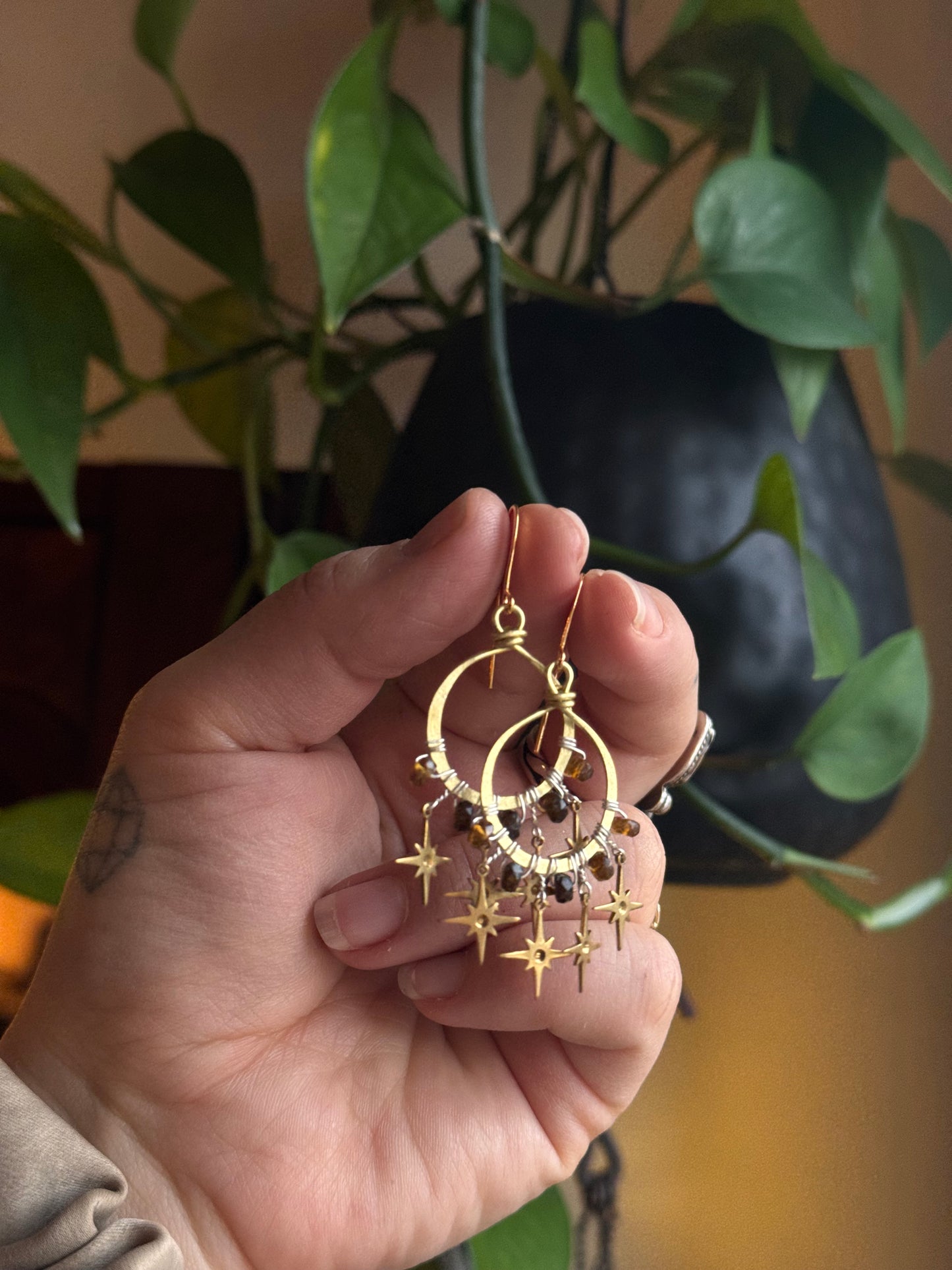 Tourmaline star earrings