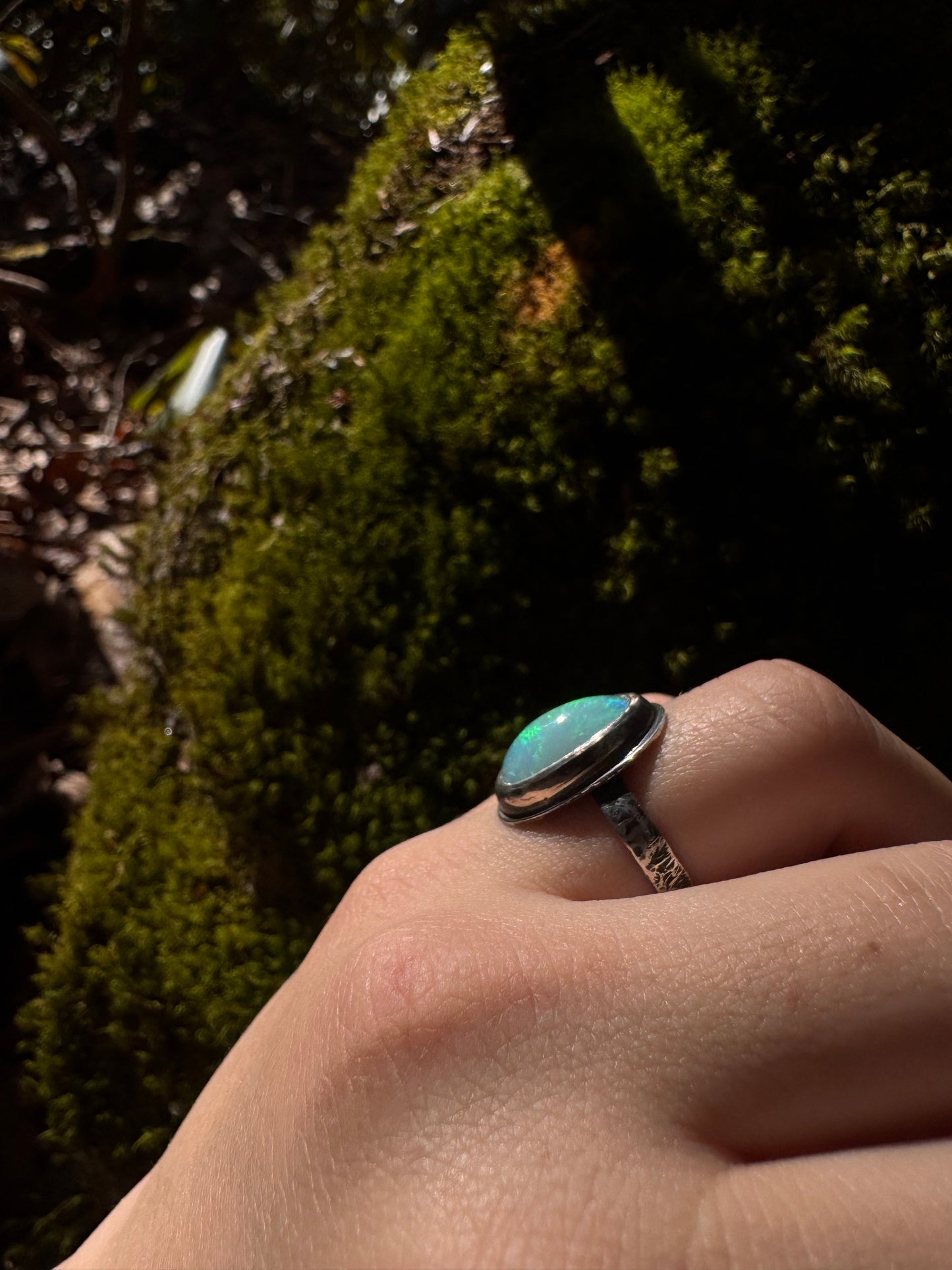 Silver Opal Ring~ size 7.25