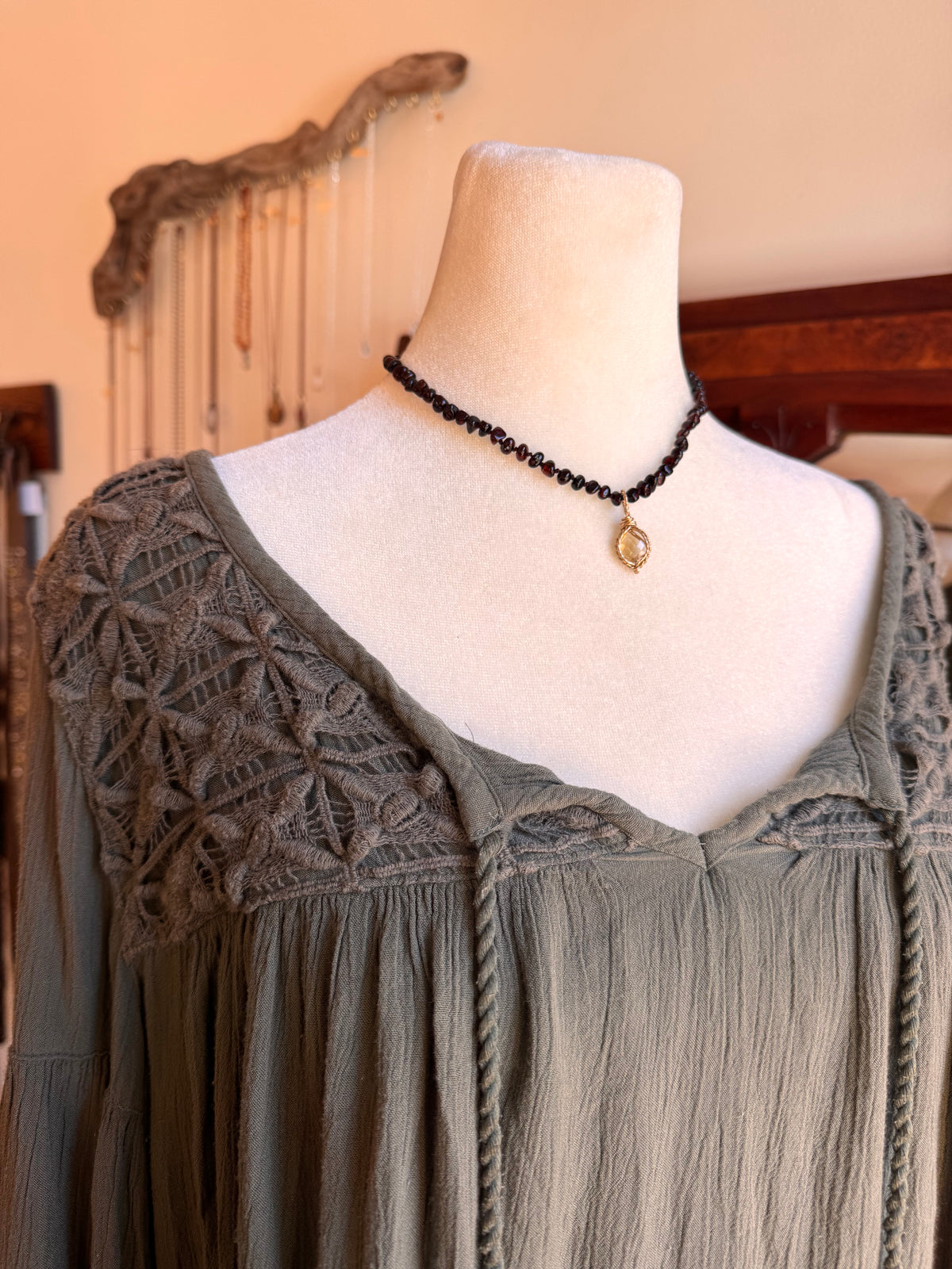 Size Small Olive embellished hobbit top