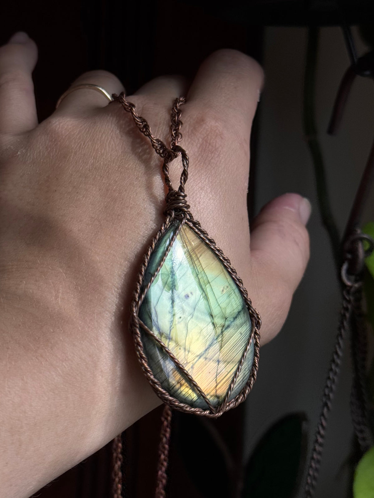 Golden Mystic Labradorite Medallion