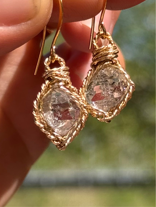 14k gold Herkimer Diamond Earrings