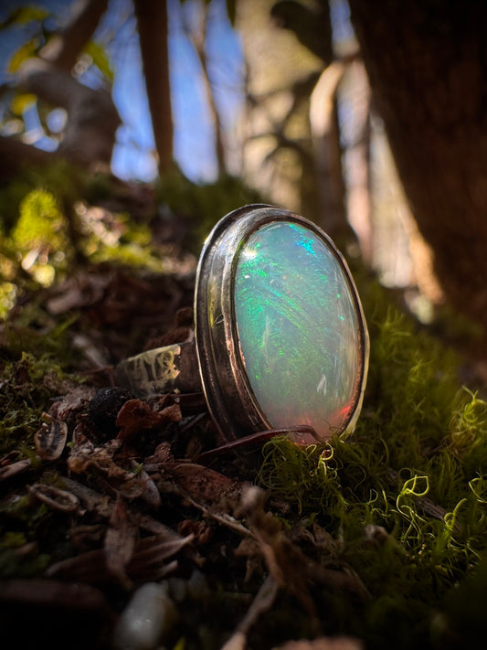 Silver Opal Ring~ size 7.25