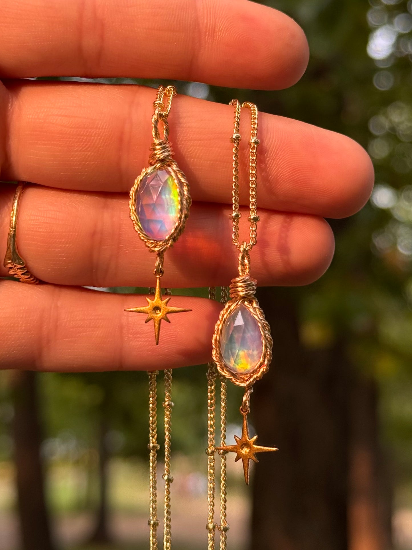 Starling Pendants ~ 14k gold oval or tear drop