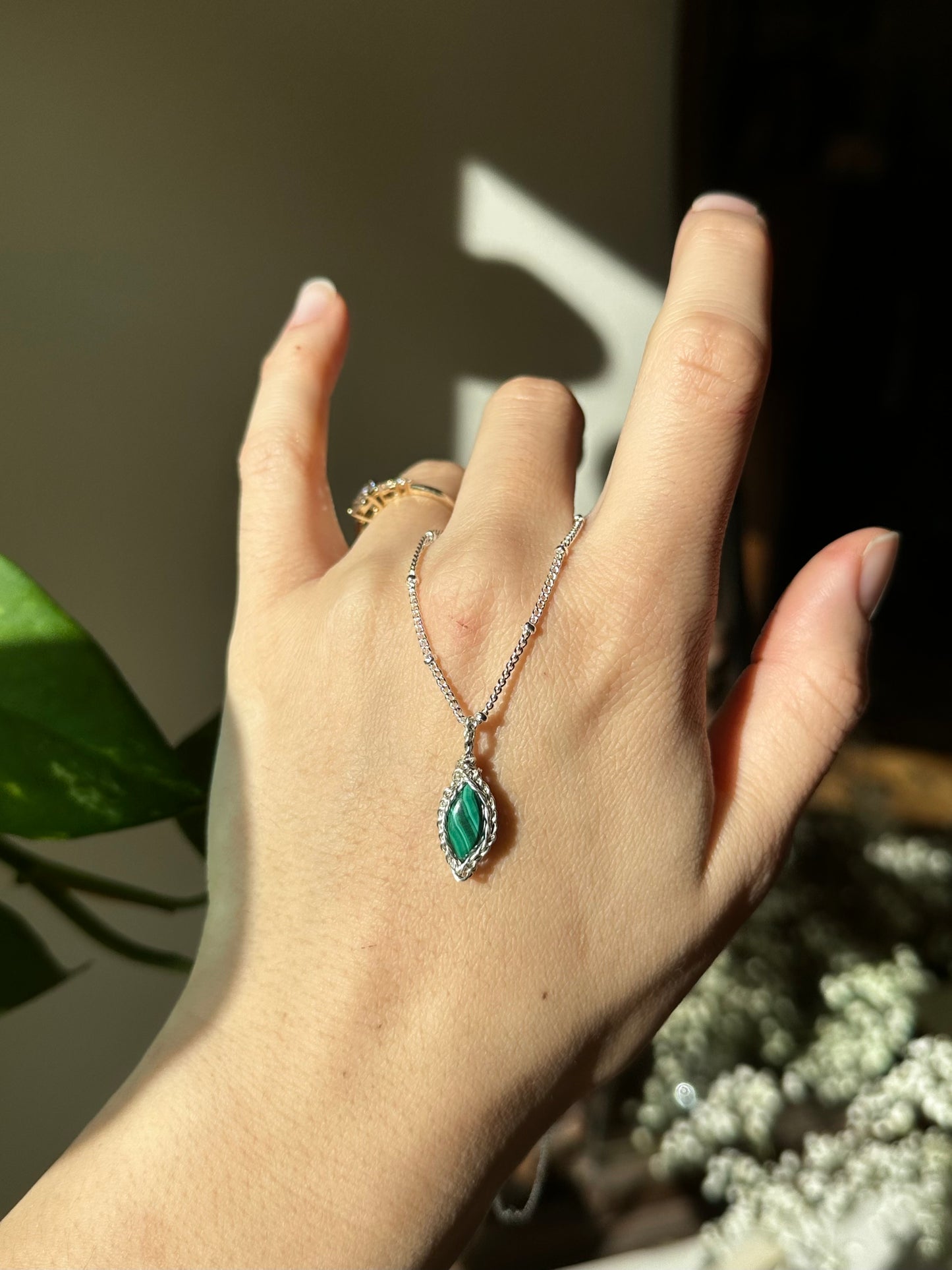 Malachite Pendant set in Sterling Silver