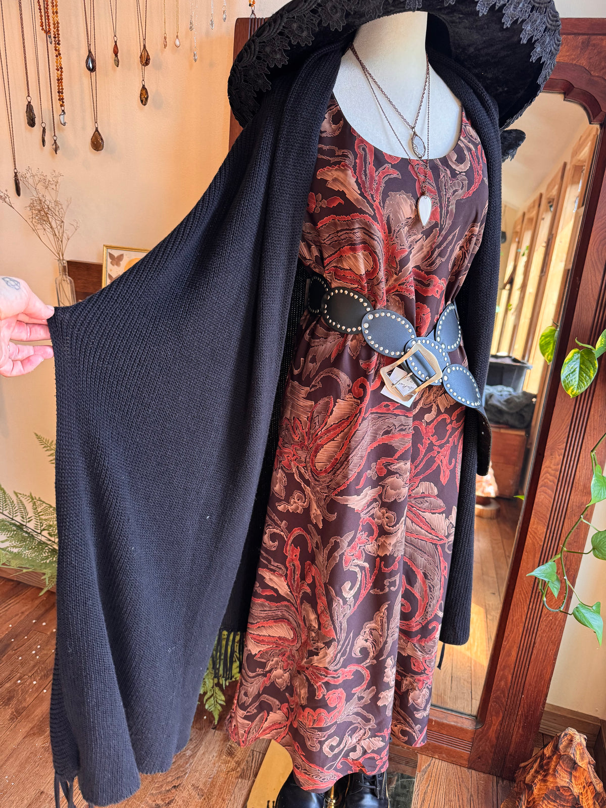 Size L+ Slouchy black cloak/ duster/ cardigan