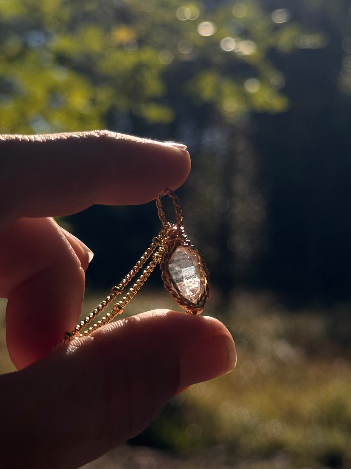 Wee Herkimer Diamond in 14k Gold