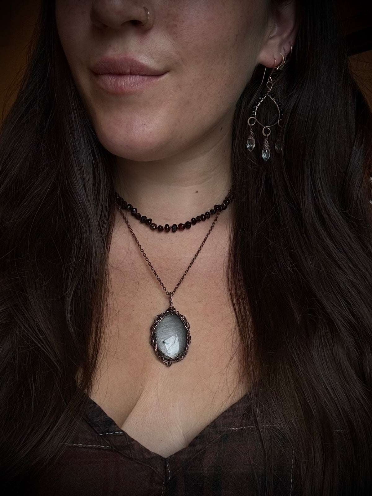 Silver Obsidian Druid Customizable Necklace