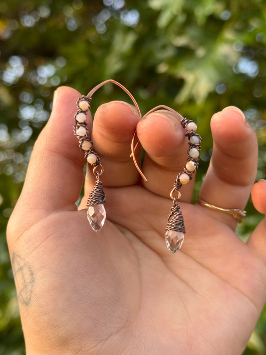 Pink Opal Elf Earrings