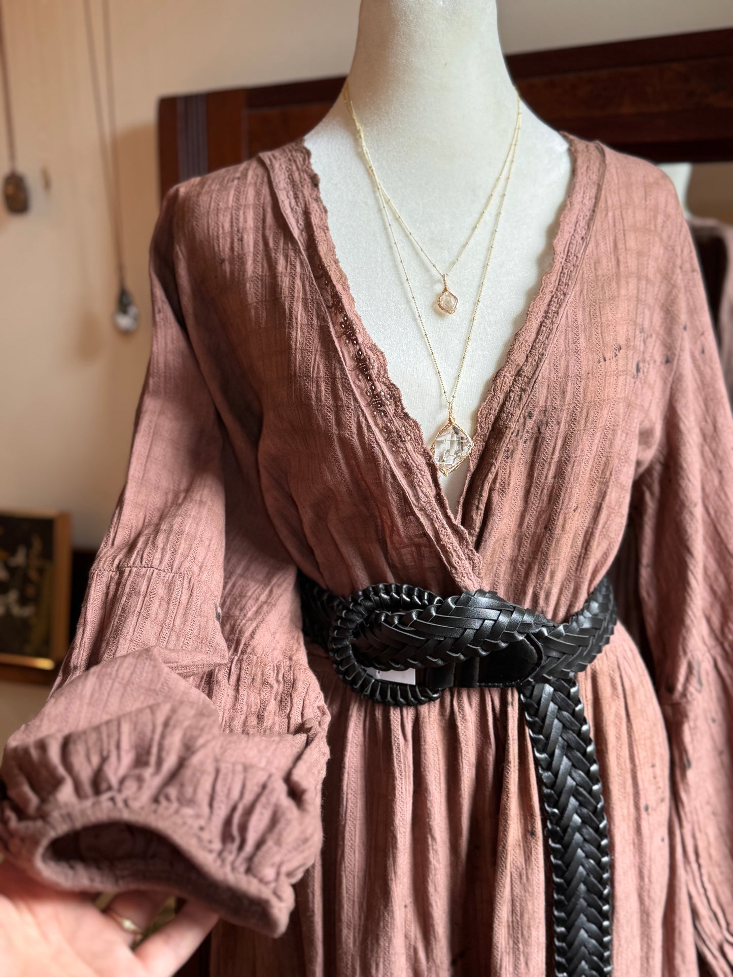 Eco Dye ~ speckled mauve cotton dress size 2XL