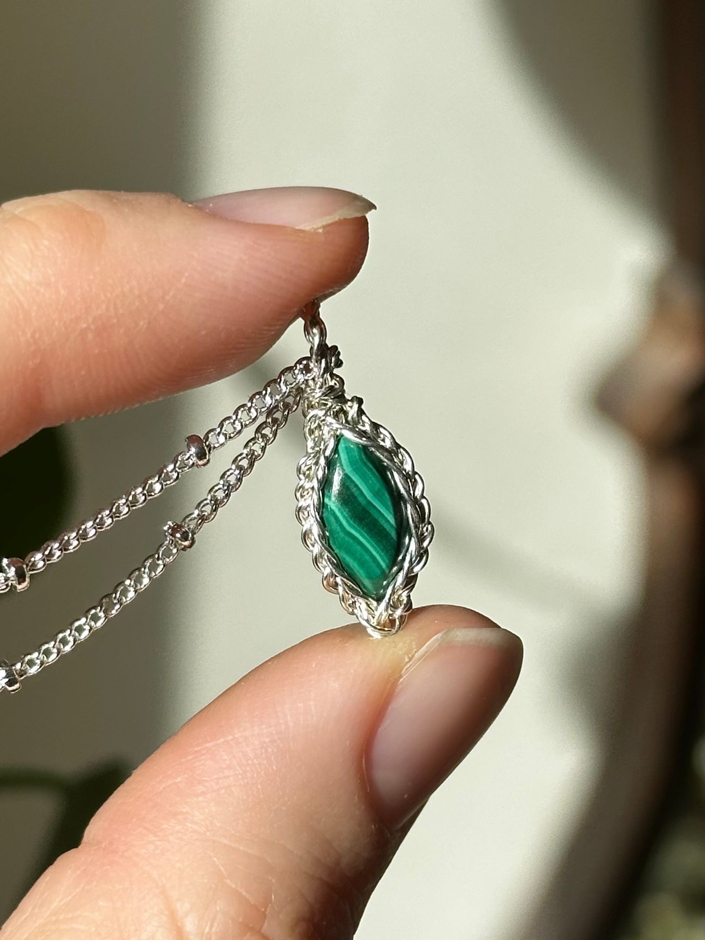 Malachite Pendant set in Sterling Silver