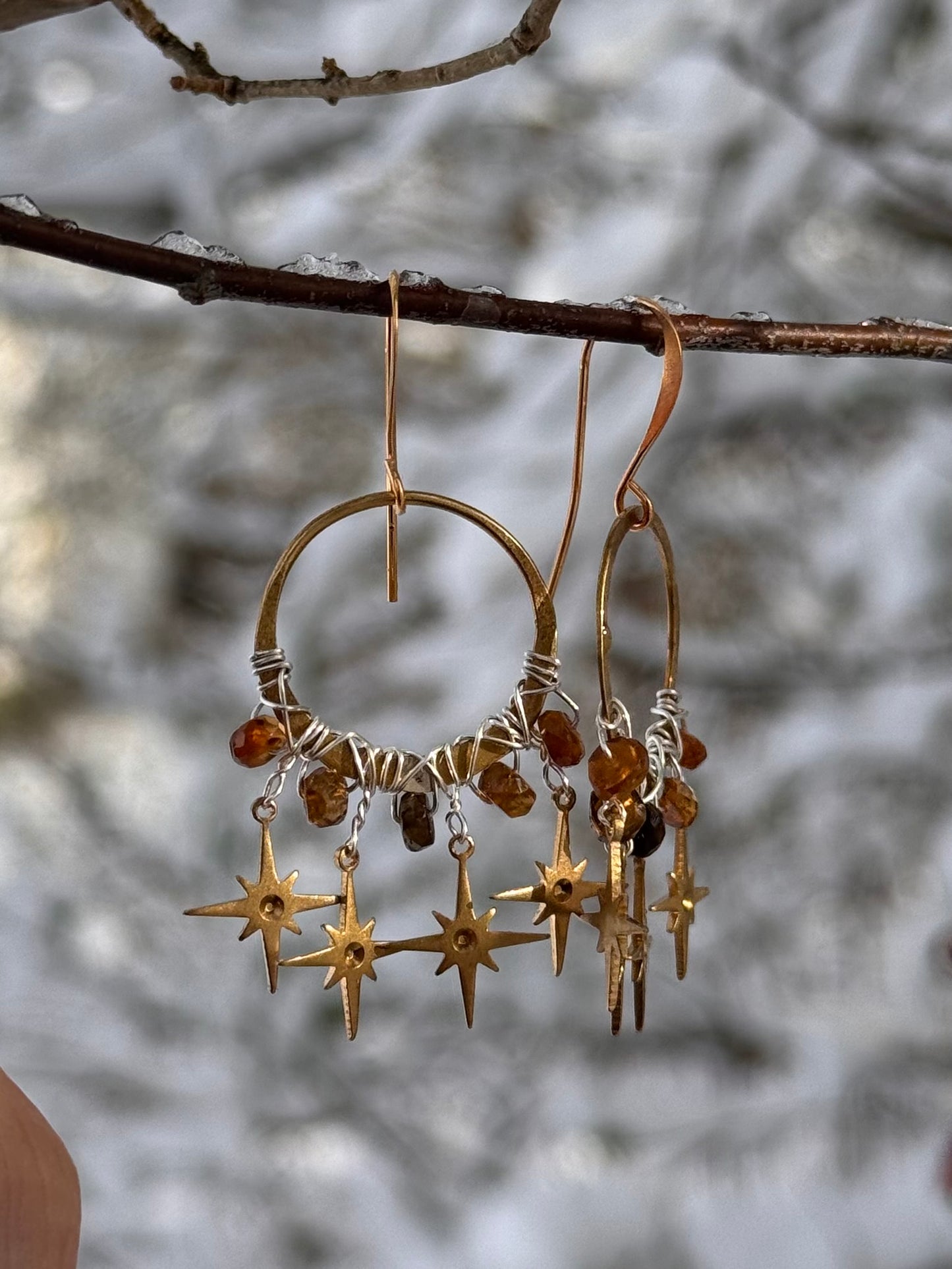 Solstice Hoop Earrings ~ brass and silver