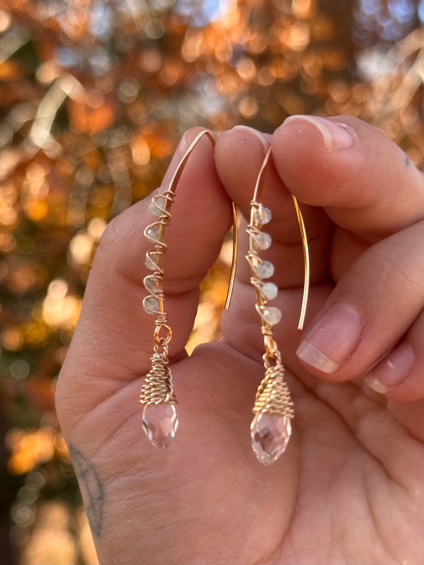 NEW Golden Elf Earrings ~ Aquamarine