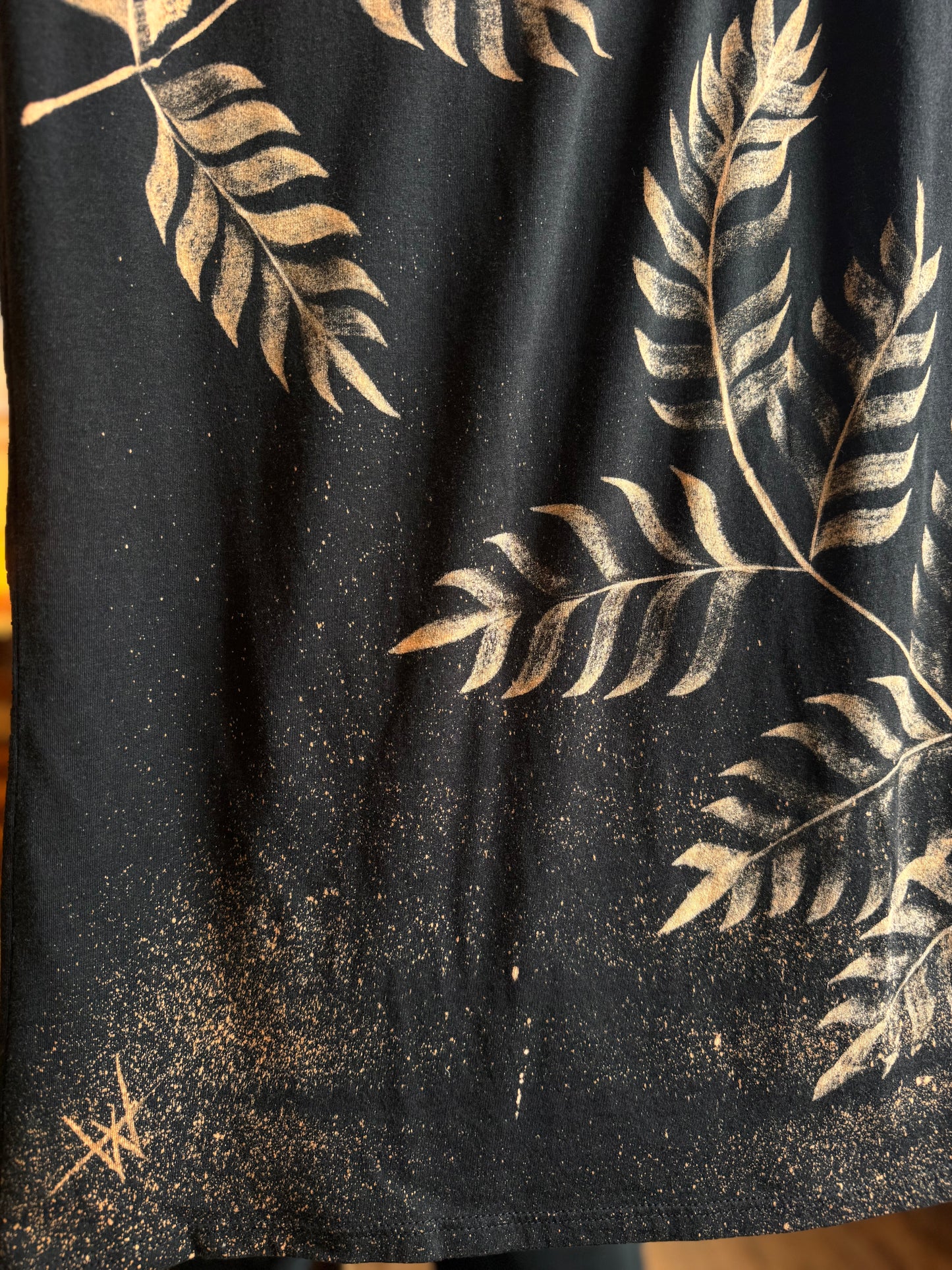 Handpainted fern tee dress L