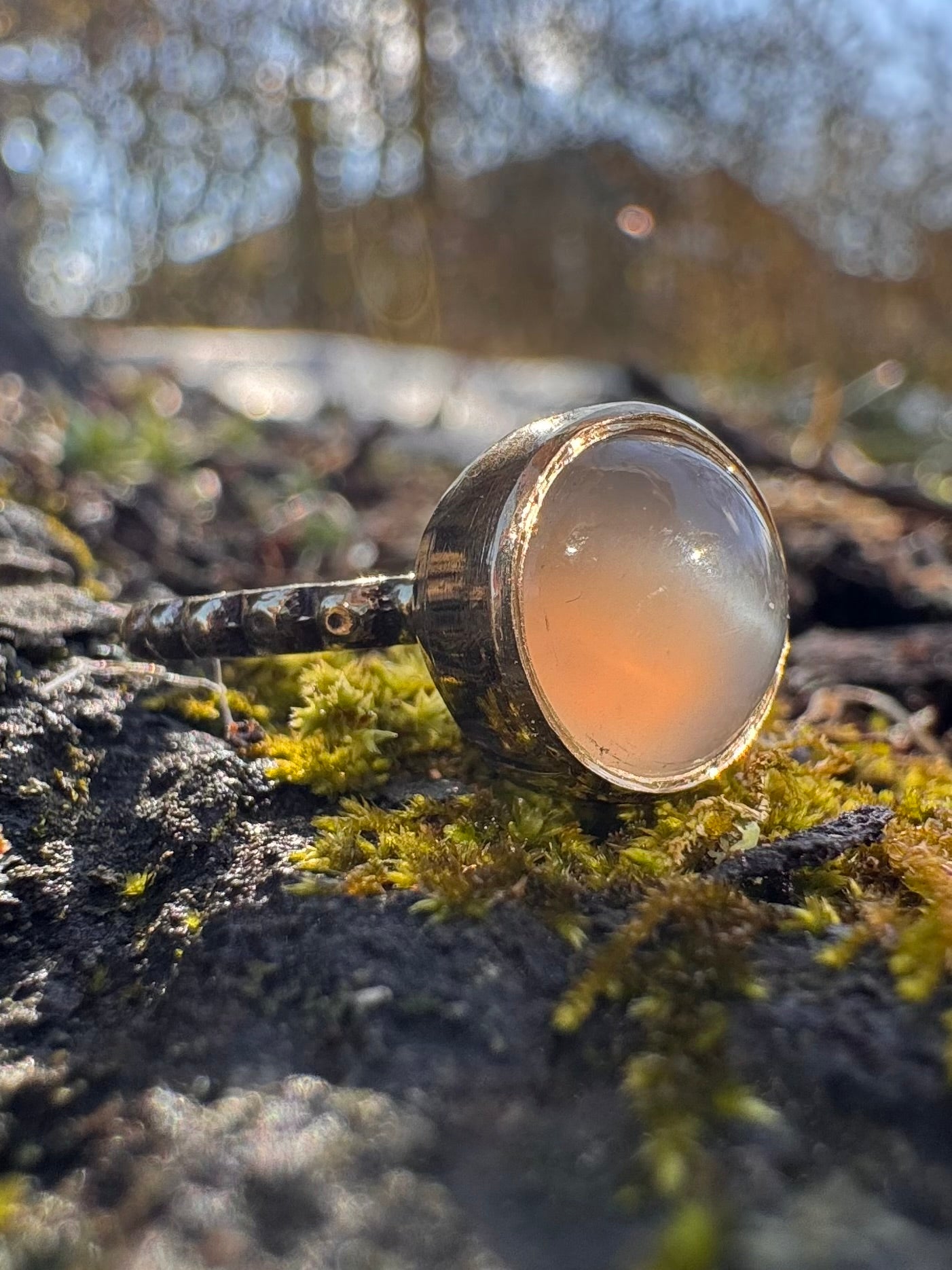 Brass Moonstone Ring ~size 7